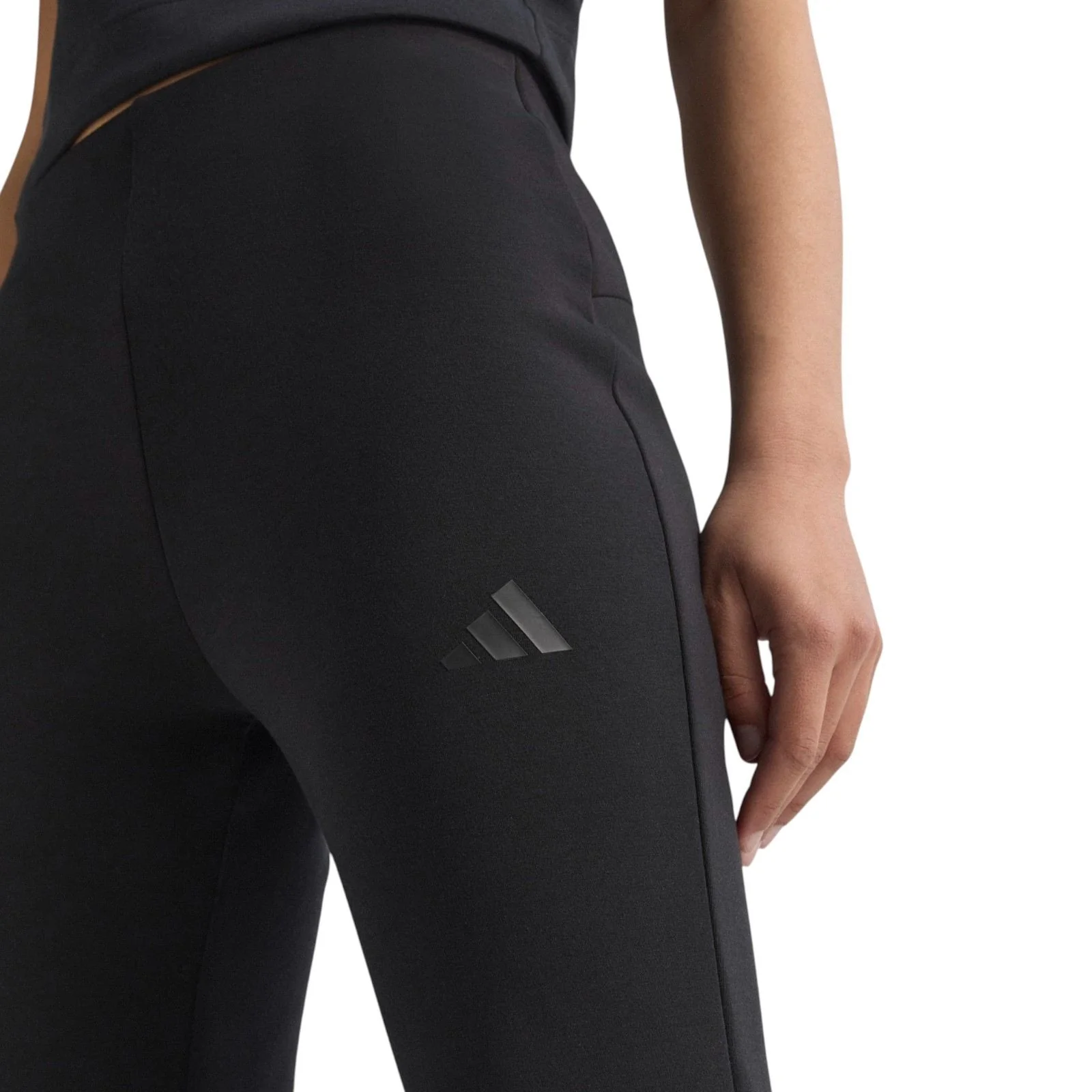 adidas All Season Womens Fleece Slim-Fit Flared Pants - Image 4