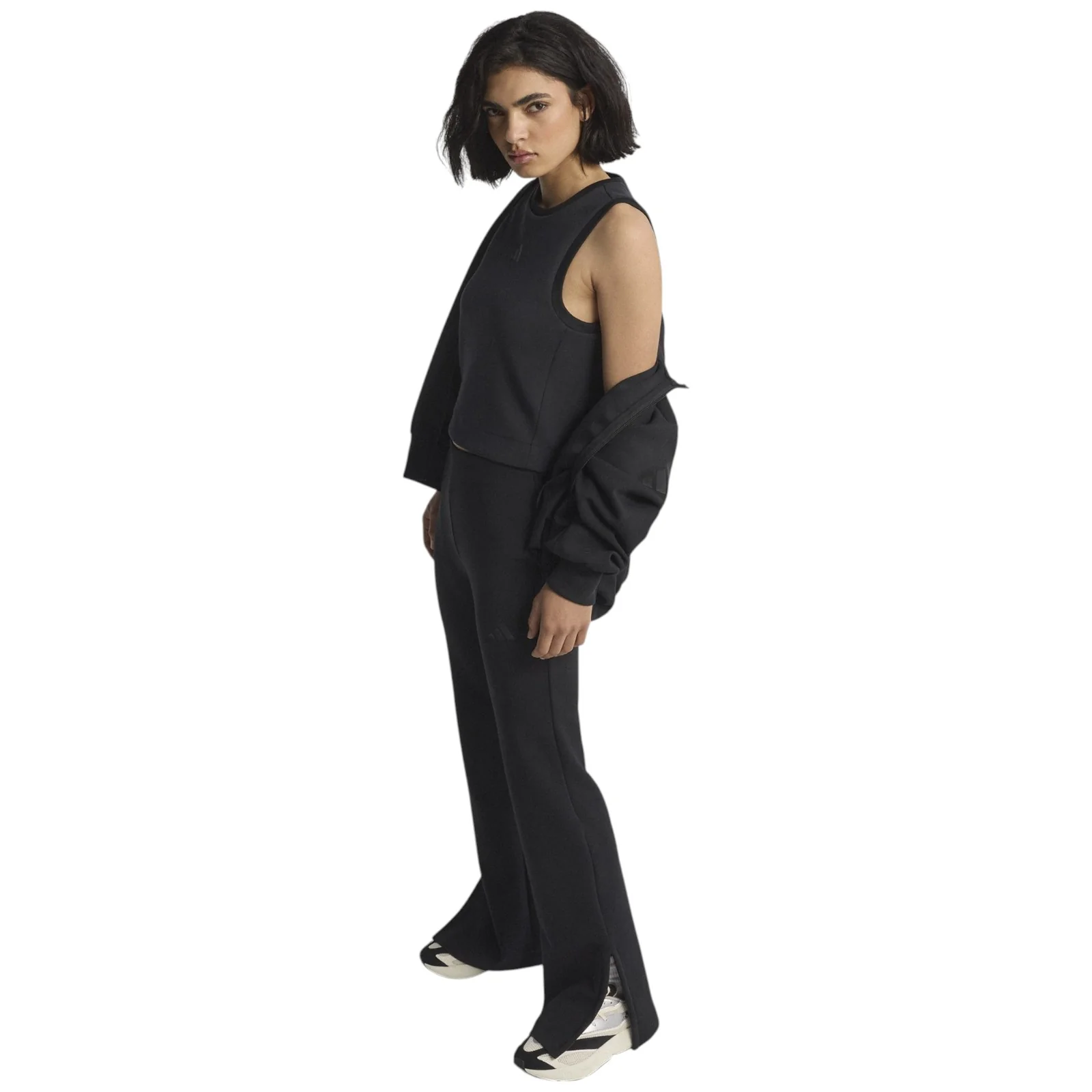 adidas All Season Womens Fleece Slim-Fit Flared Pants - Image 9