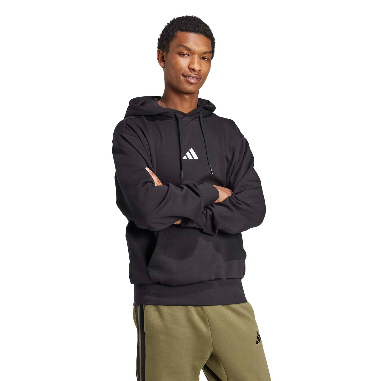 adidas Essentials Mens Regular-Fit Feelcozy Fleece Hoodie - Image 5