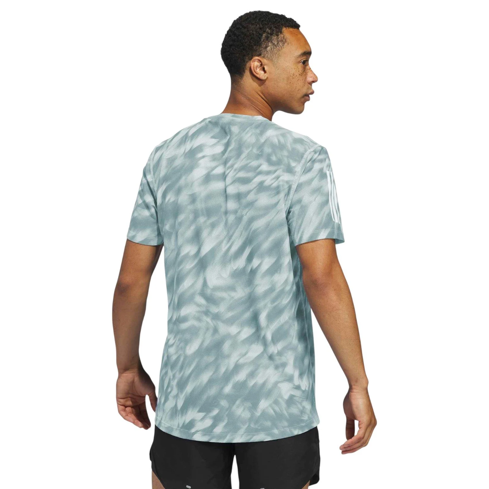 adidas Own The Run Mens Allover Print Running T-Shirt - Image 2