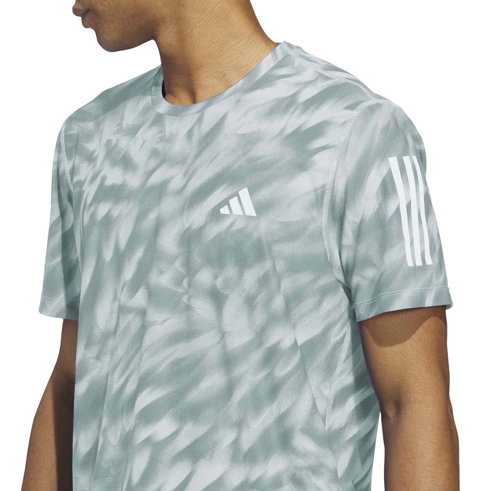 adidas Own The Run Mens Allover Print Running T-Shirt - Image 3