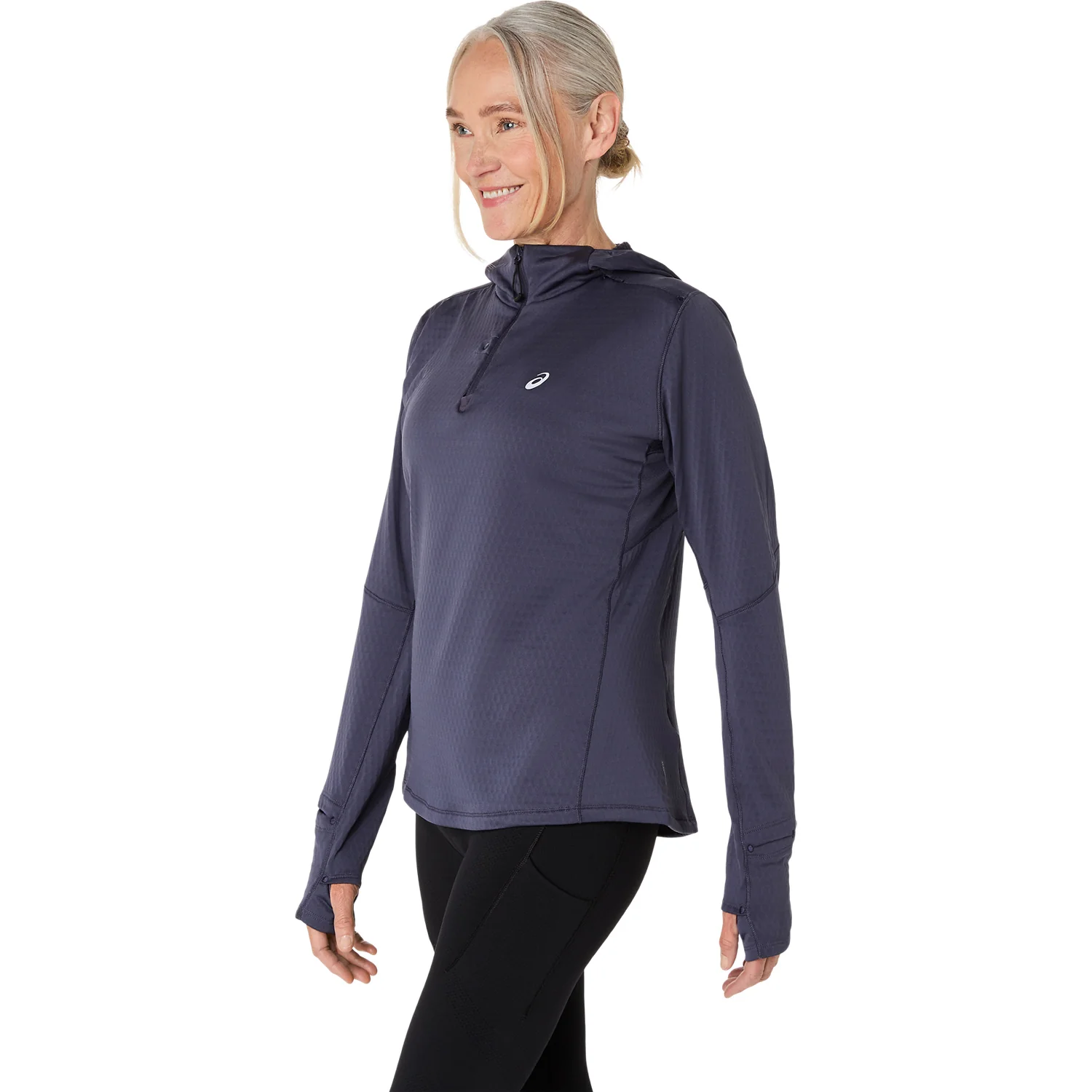 Asics Road Winter Womens Long Sleeve Hoodie Navy - Image 3