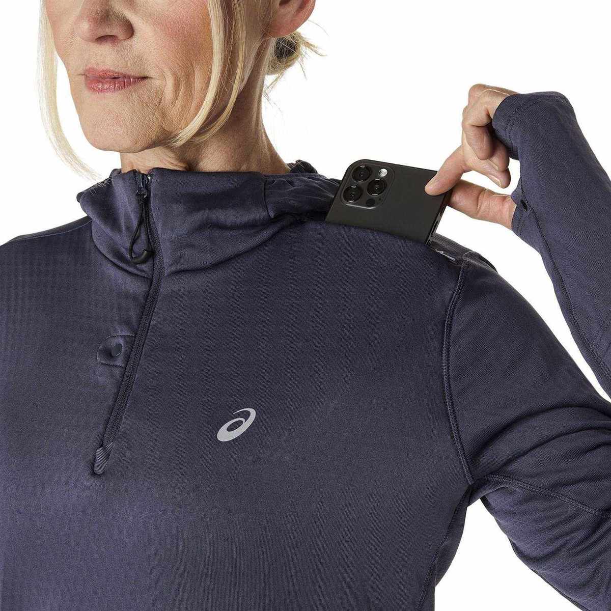 Asics Road Winter Womens Long Sleeve Hoodie Navy - Image 6