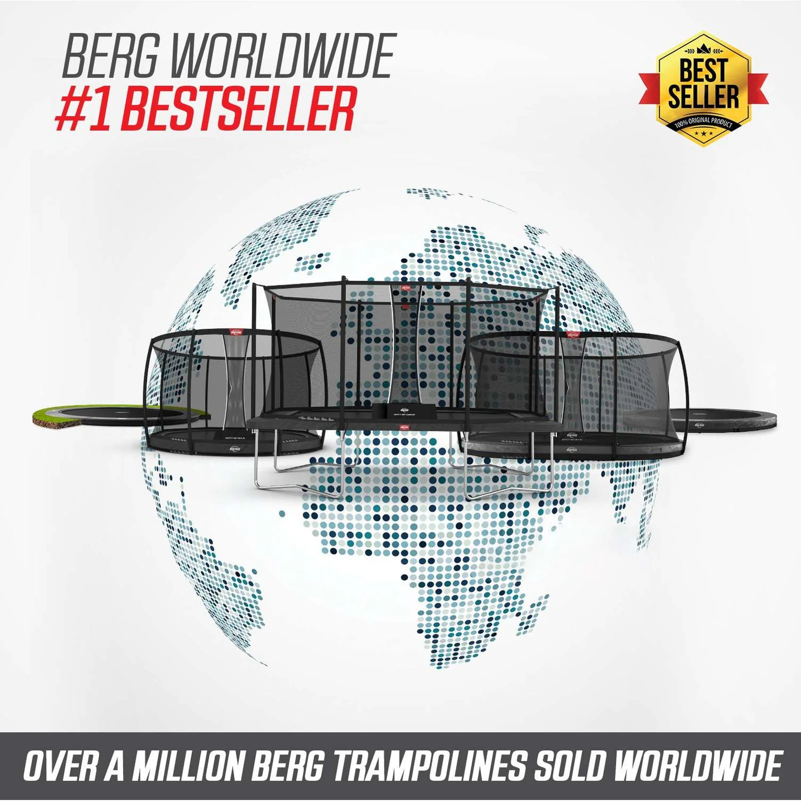 BERG Favorit InGround 430 Trampoline Grey + Safety Net Comfort - Image 3