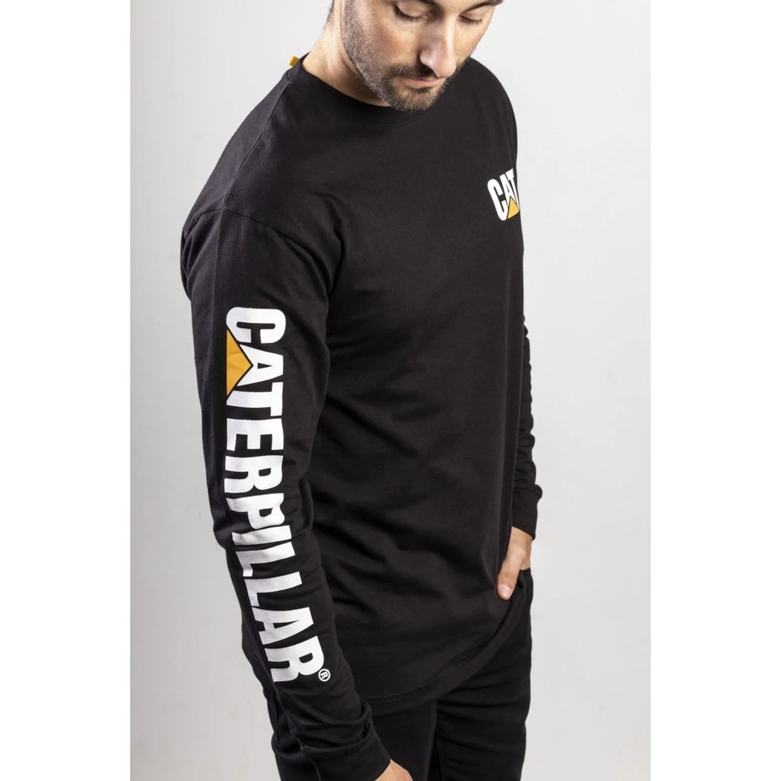 Caterpillar Mens Trademark Banner Long Sleeve T-Shirt Black - Image 2