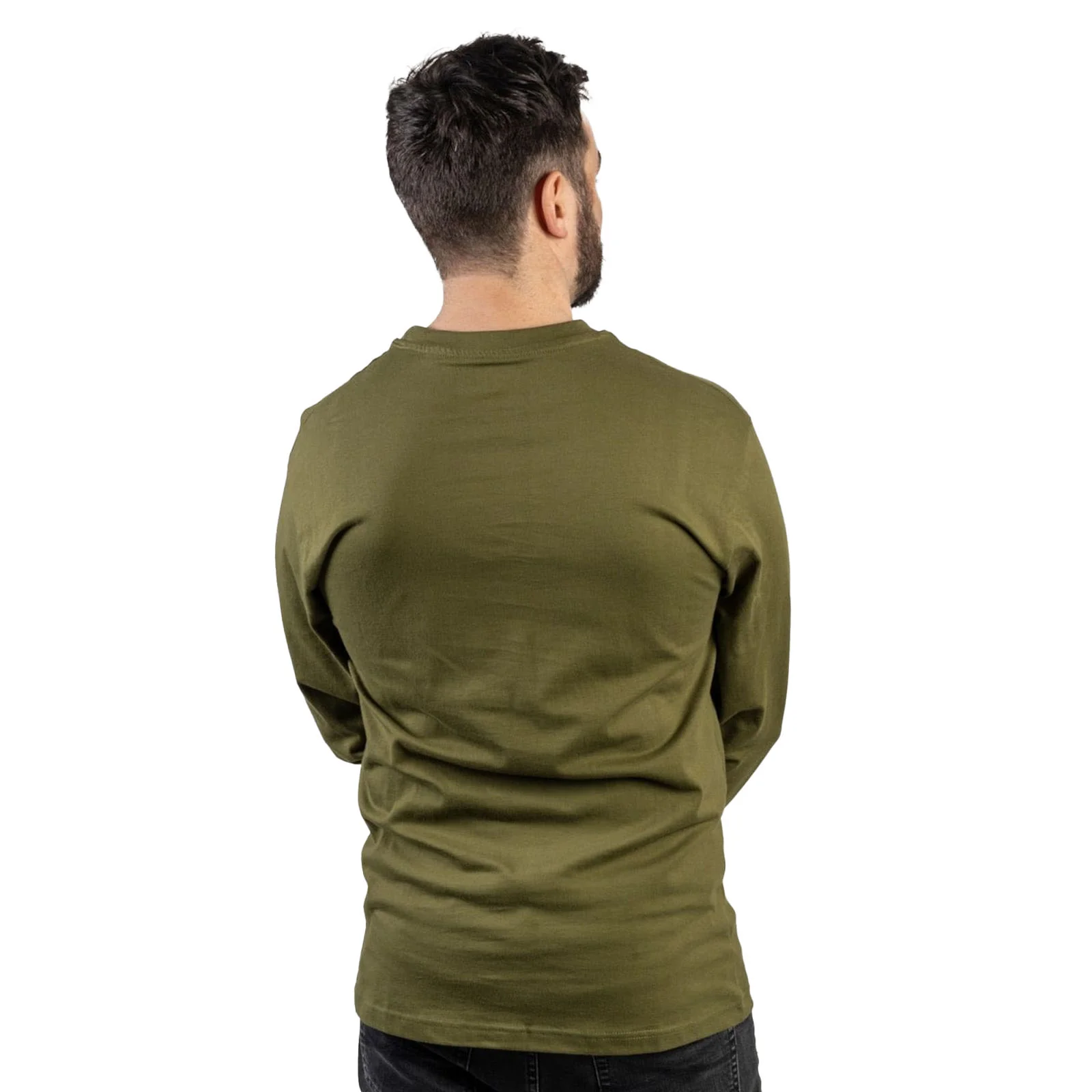 Caterpillar Mens Trademark Banner Long Sleeve T-Shirt Chive - Image 2