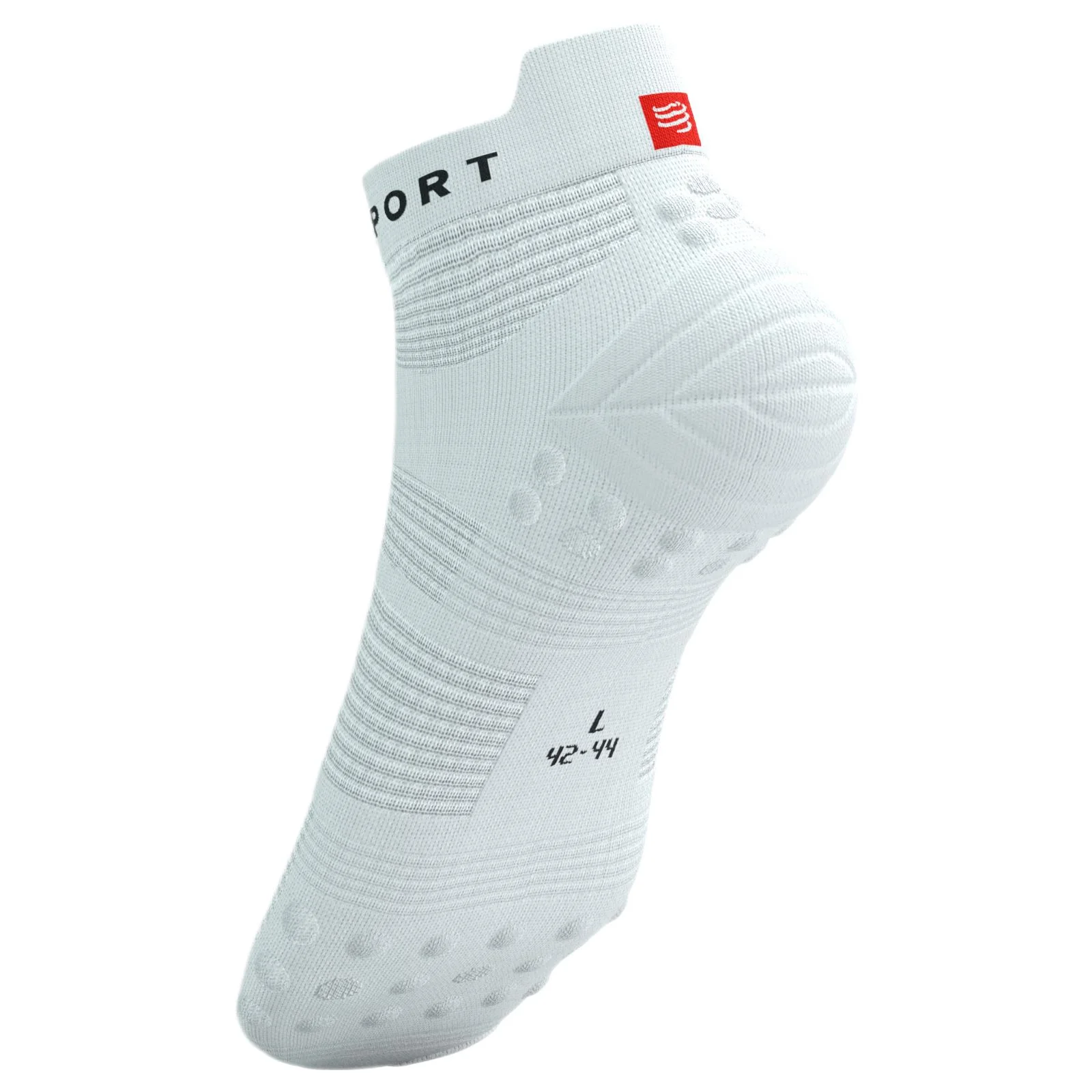 Compressport Pro Racing V4.0 Run Low Socks - White / Black - Image 7