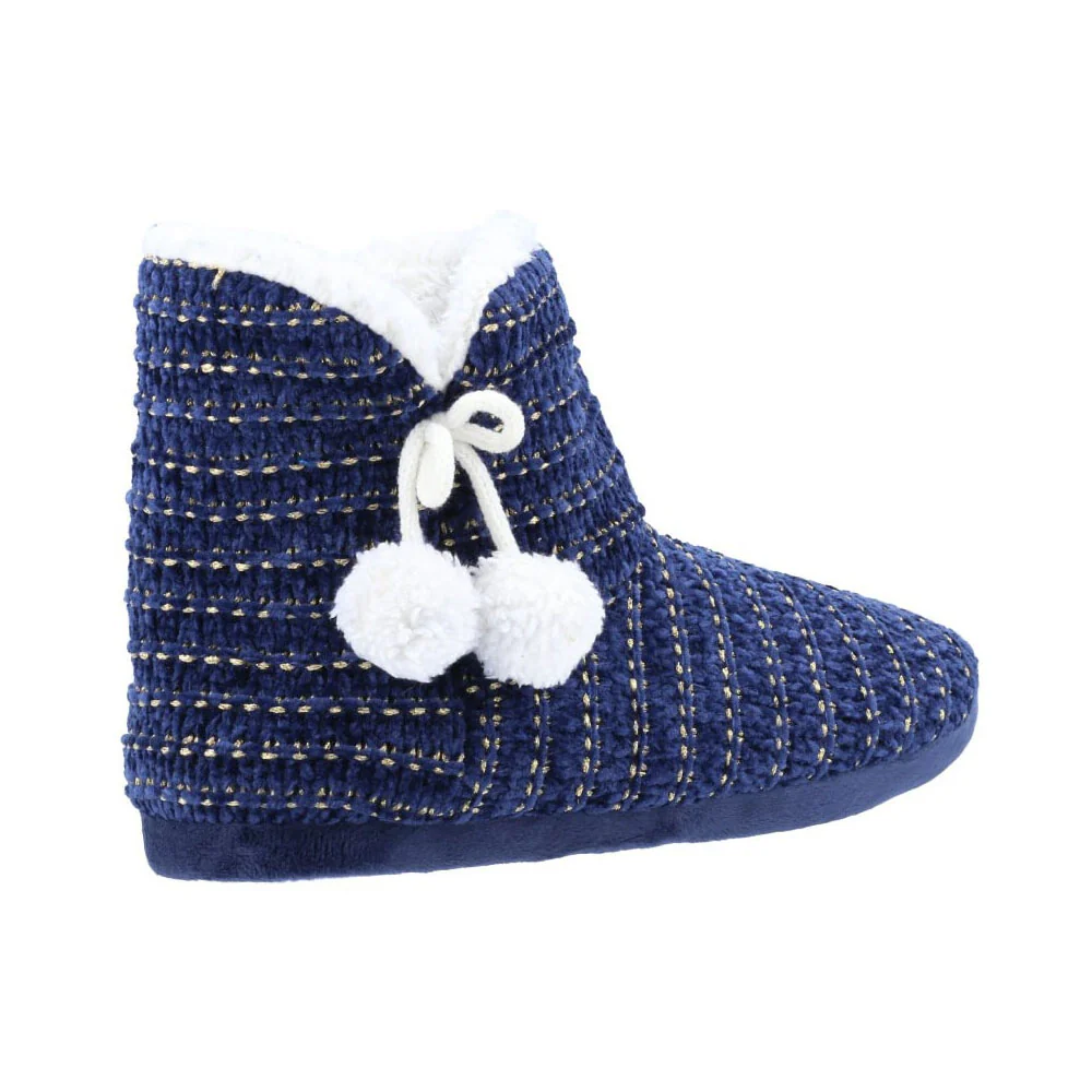 Divaz Womens Saturn Knitted Bootie Slipper Navy - Image 3