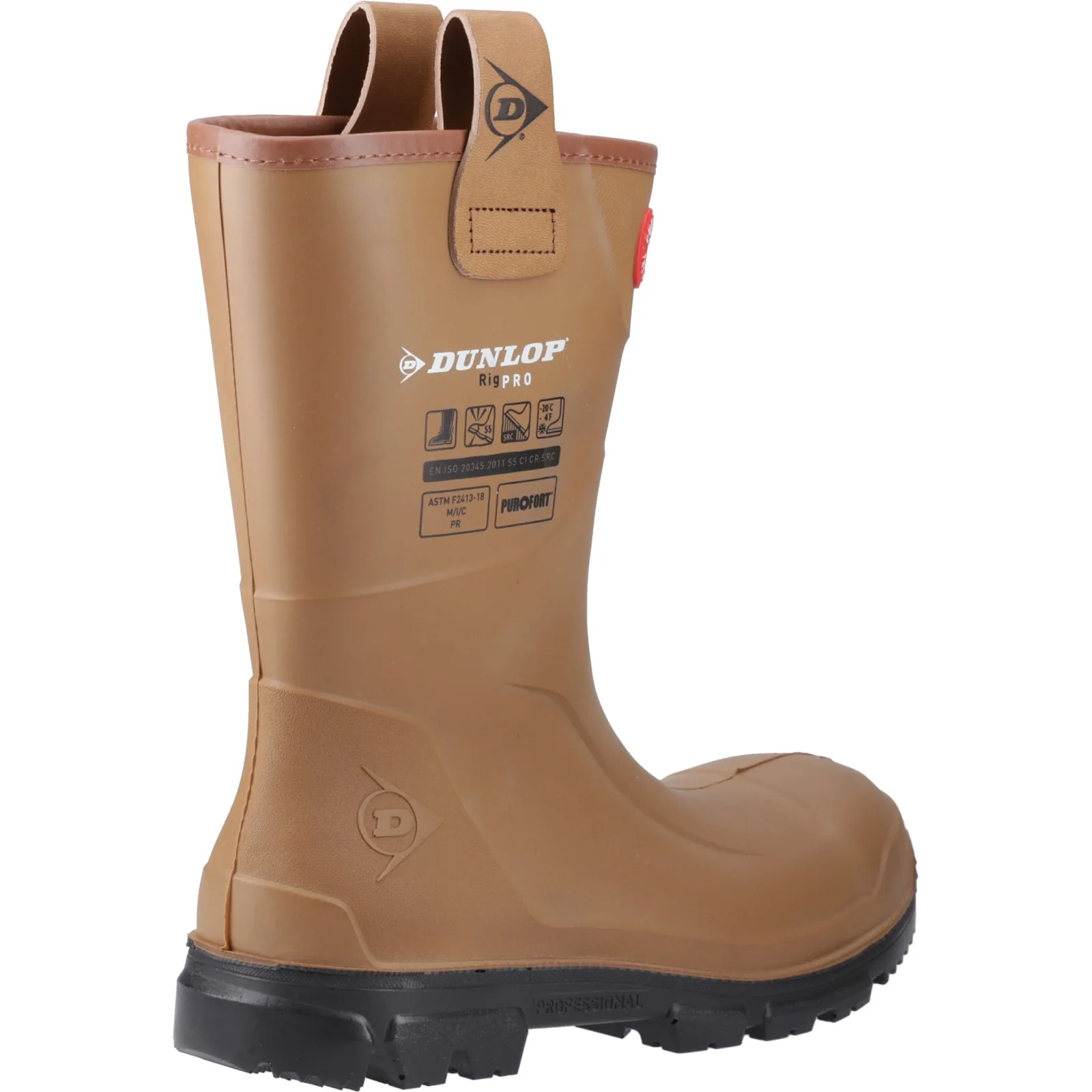 Dunlop Unisex Purofort RigPRO Full Safety Wellington Brown/Black - Image 5