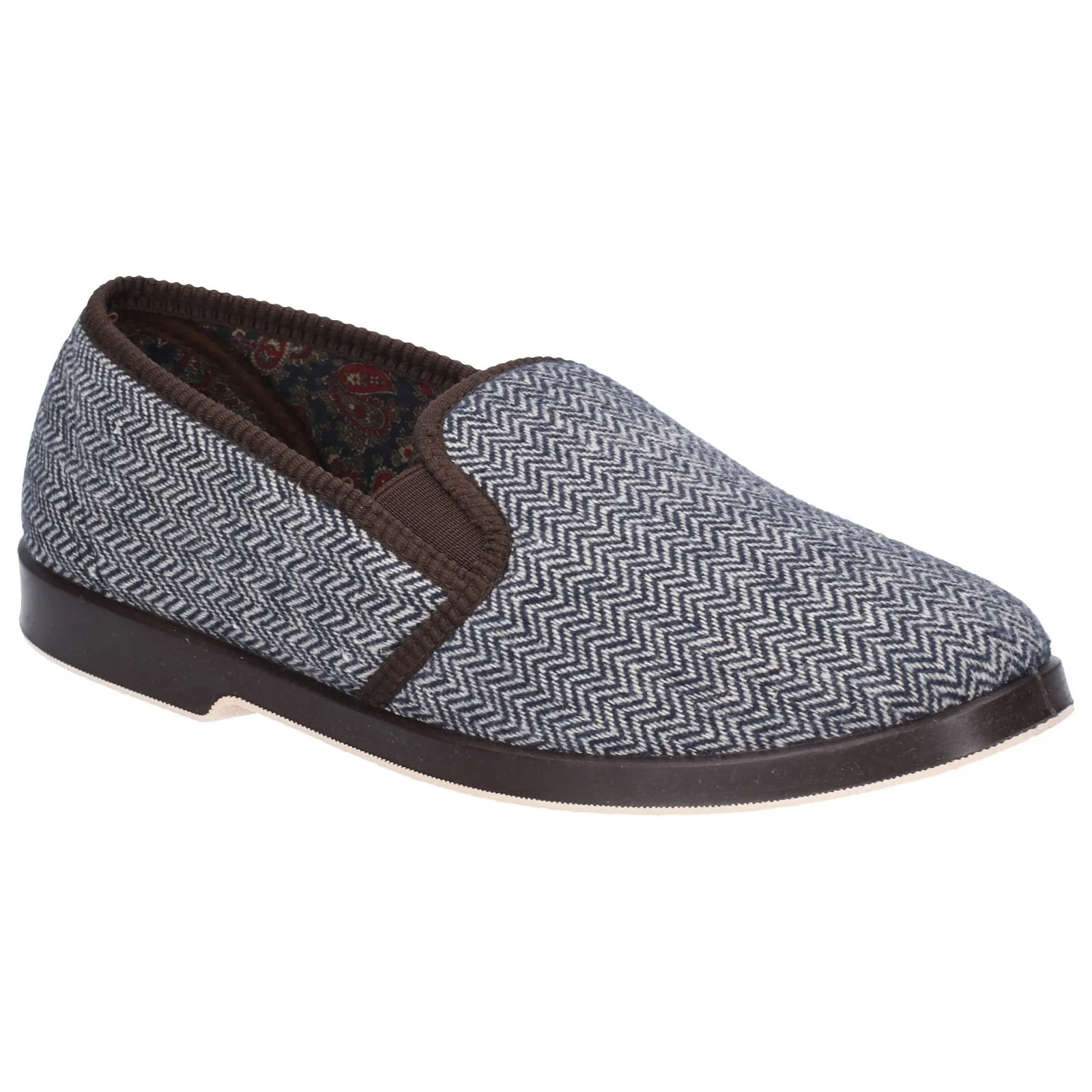GBS Mens Stafford Twin Gusset Slipper Brown - Image 4