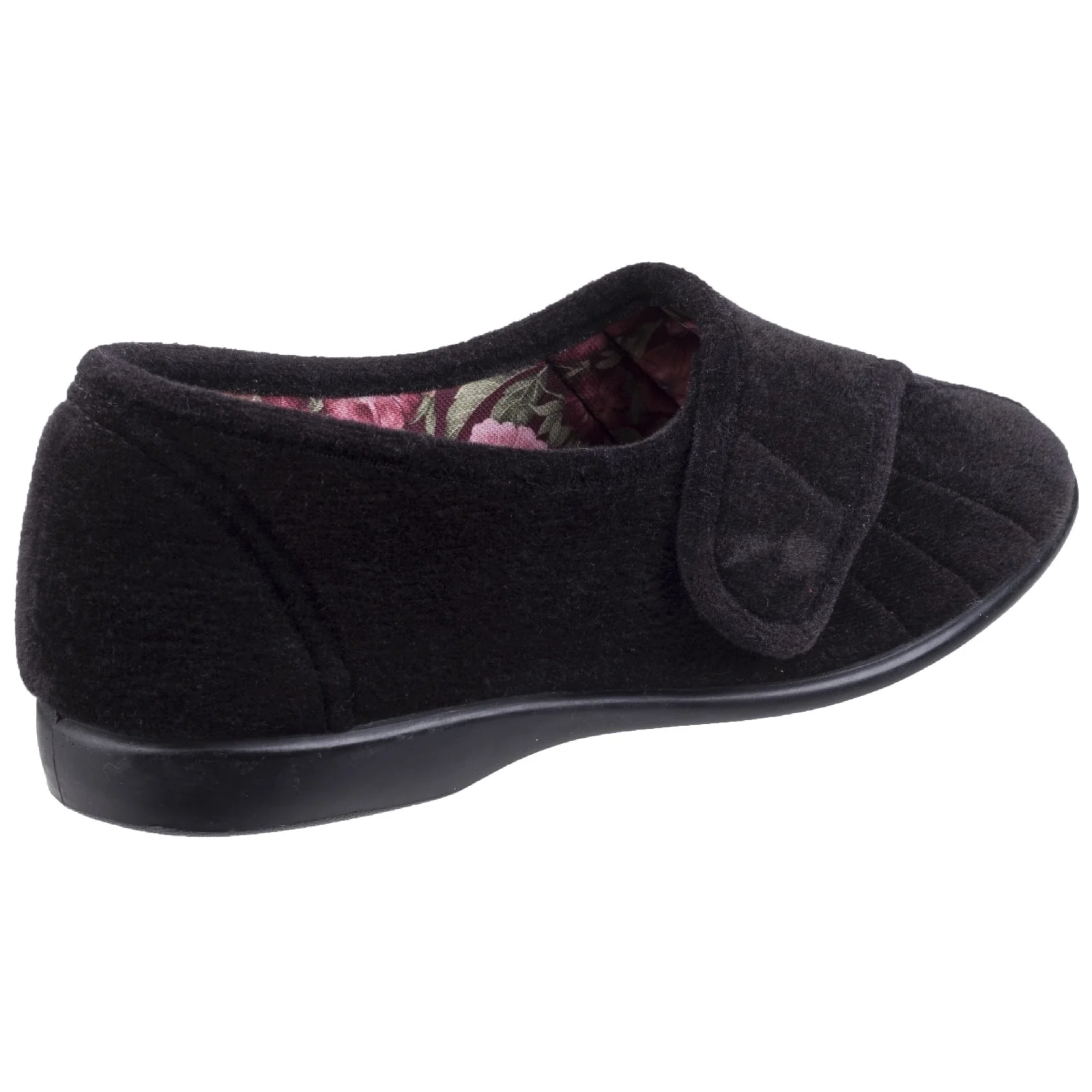 GBS Womens Audrey Touch Fastening Slipper Black - Image 3