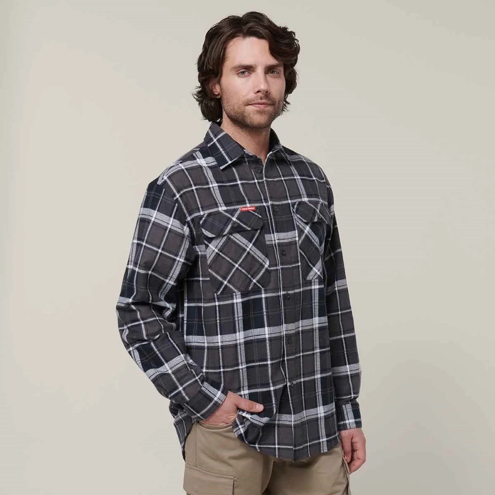 Hard Yakka Mens Core Flannel Shirt Charcoal - Image 4