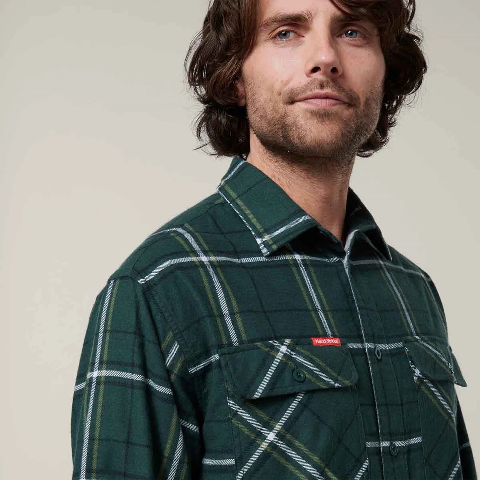 Hard Yakka Mens Core Flannel Shirt Green - Image 3
