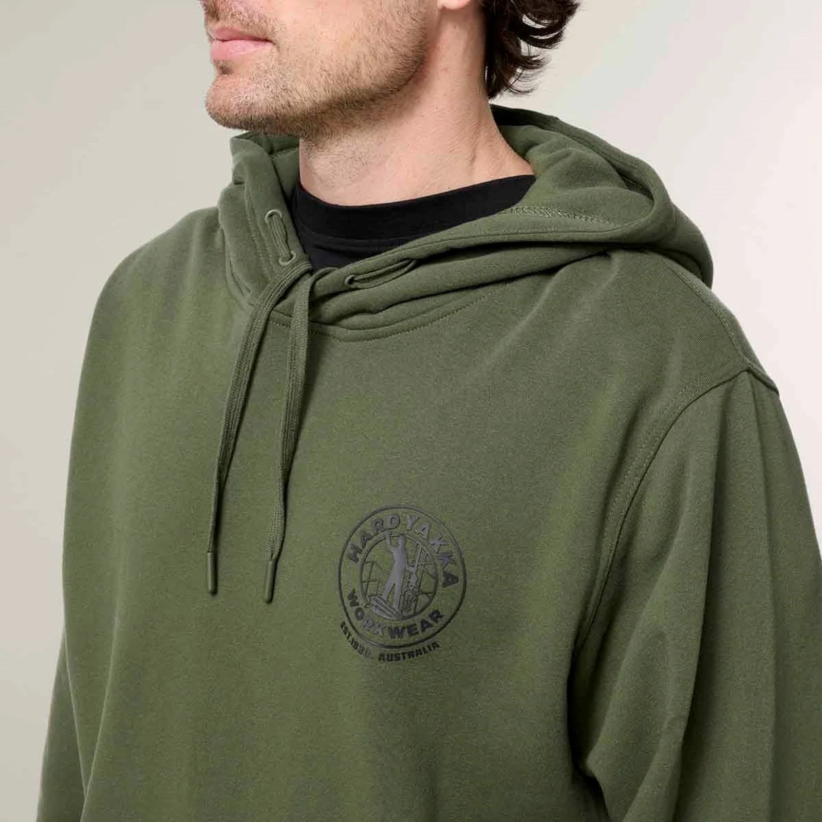 Hard Yakka Mens Heritage Hoodie Military Green - Image 3