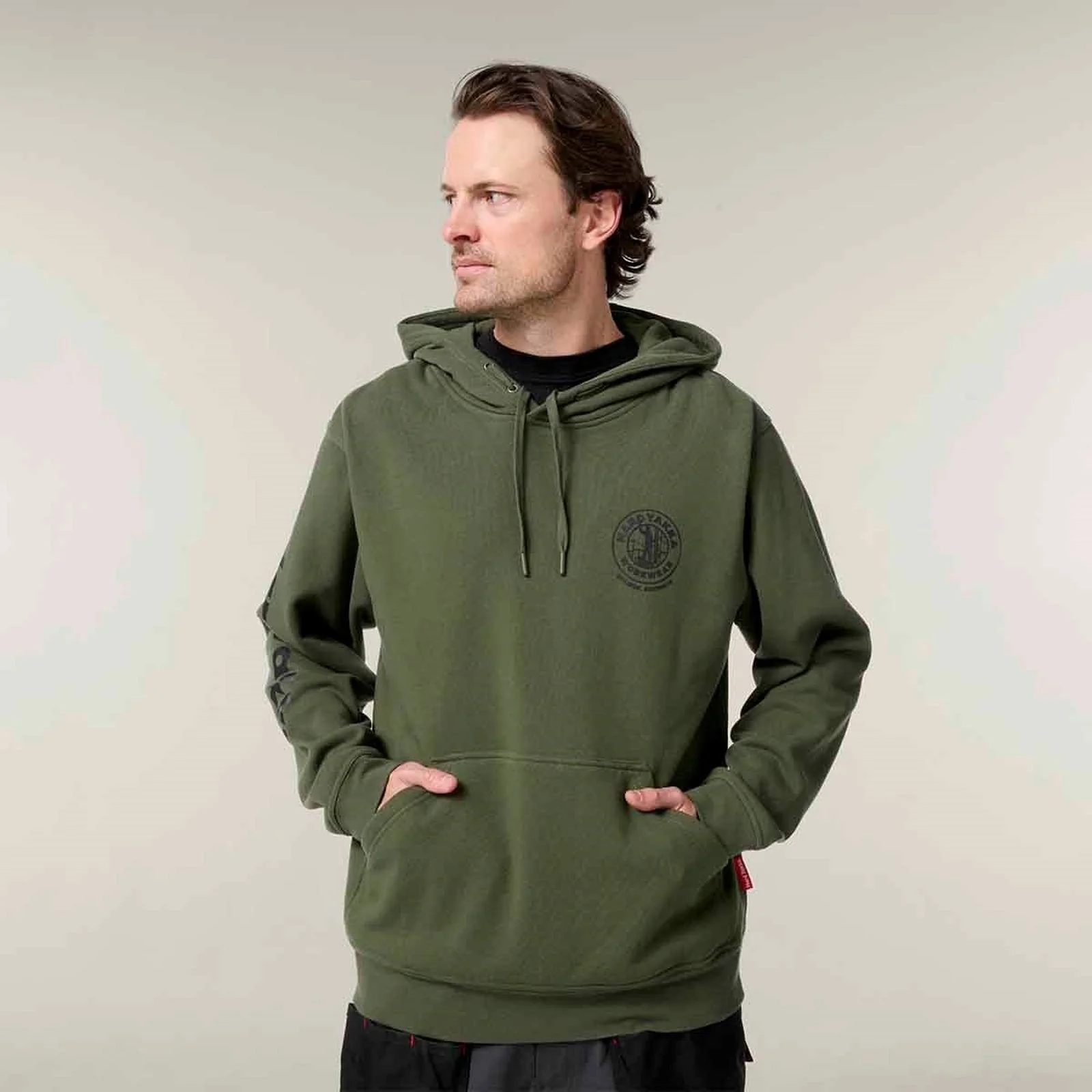 Hard Yakka Mens Heritage Hoodie Military Green - Image 4