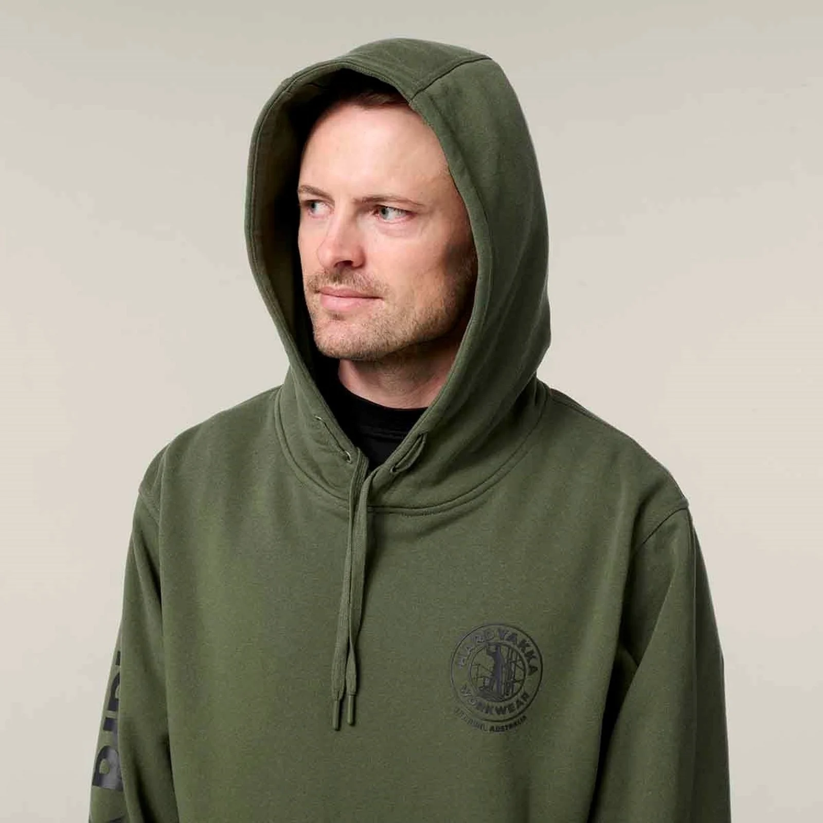 Hard Yakka Mens Heritage Hoodie Military Green - Image 5