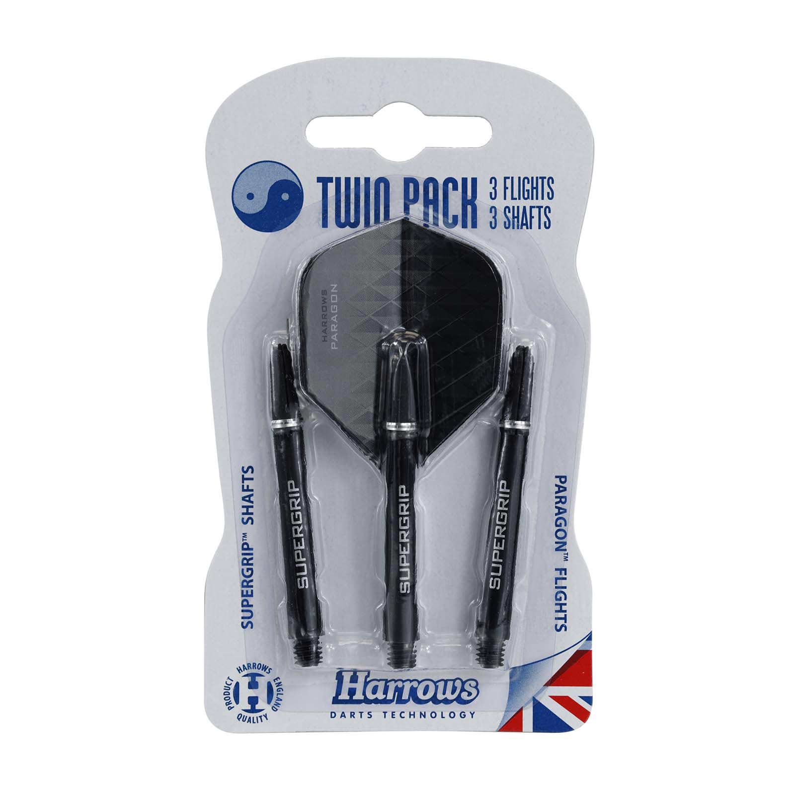 Harrows Twin Pack - Shaft and Flight Set Black / Silver