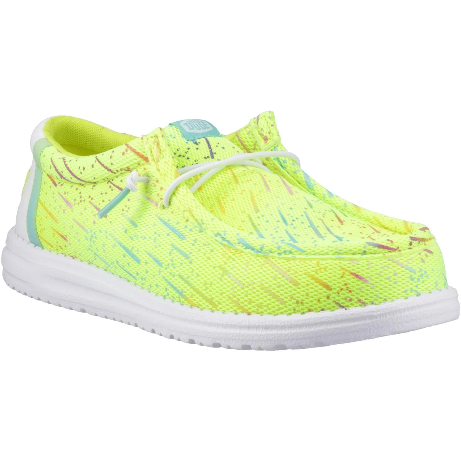 HEYDUDE Mens Wally Party Mesh Shoes Lime Punch/White - Image 5