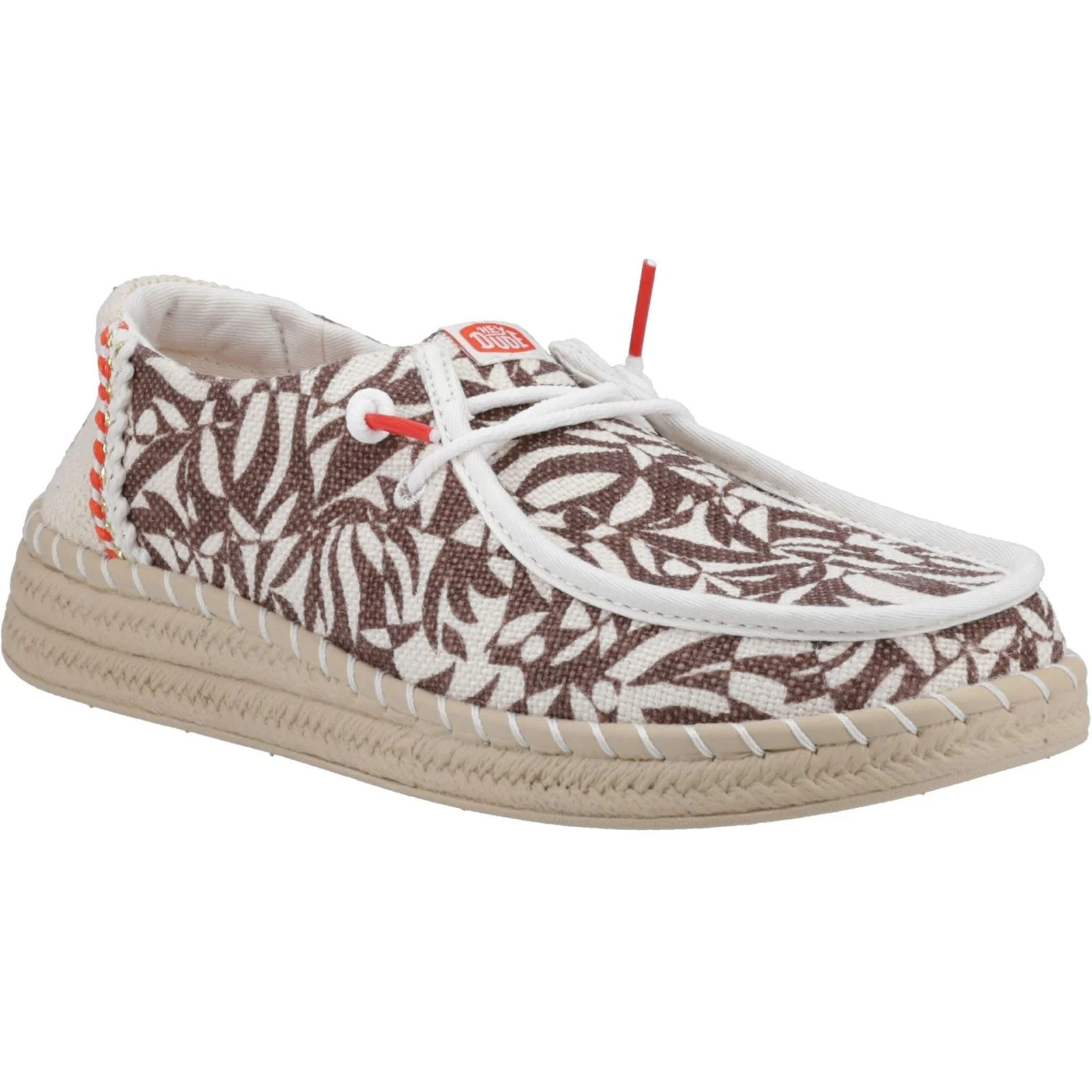 HEYDUDE Womens Wendy Espadrille Retro Palm Shoes Downtown Brown/Egret - Image 3