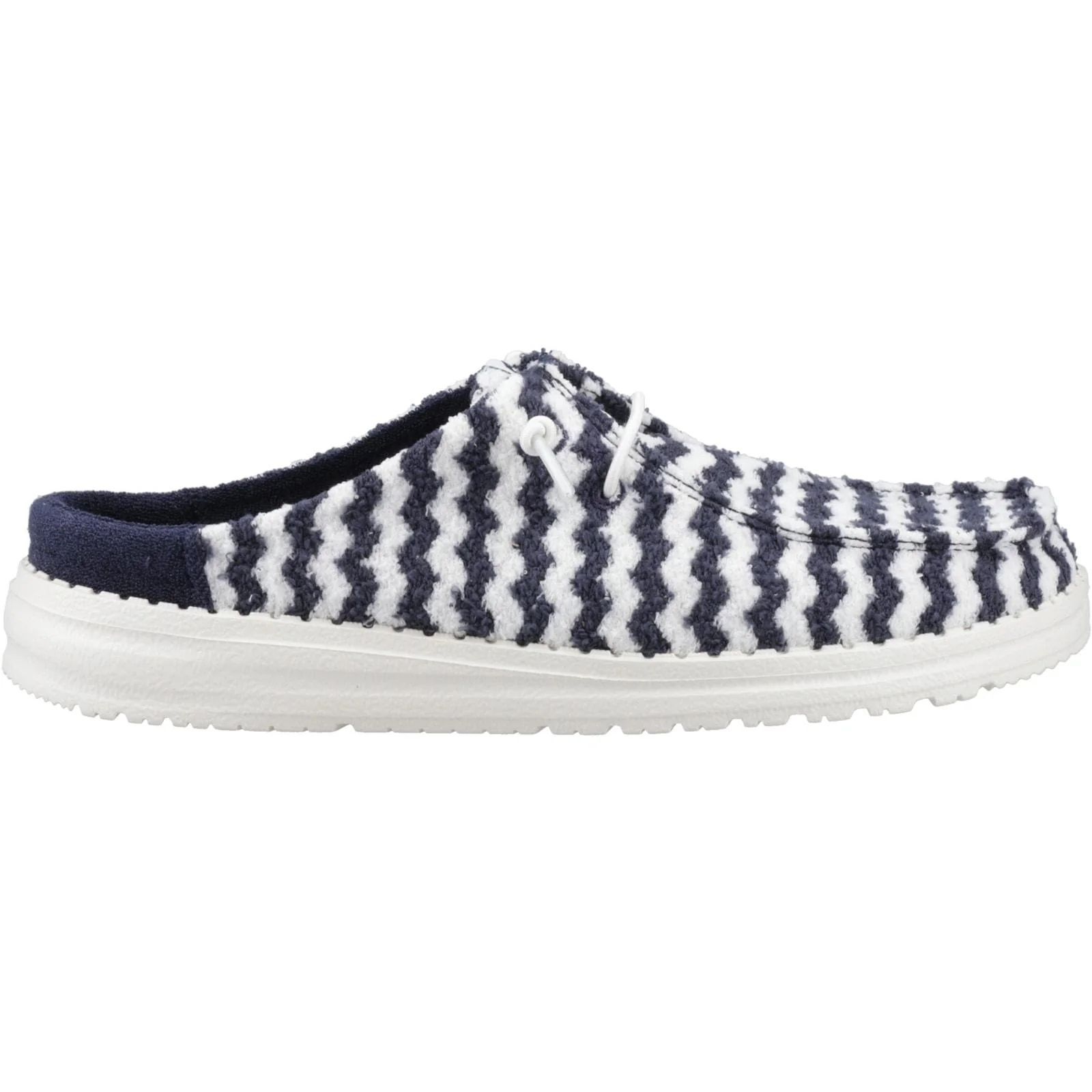 HEYDUDE Womens Wendy Slip Terry Stripe Mule Navy Blazer/Egret
