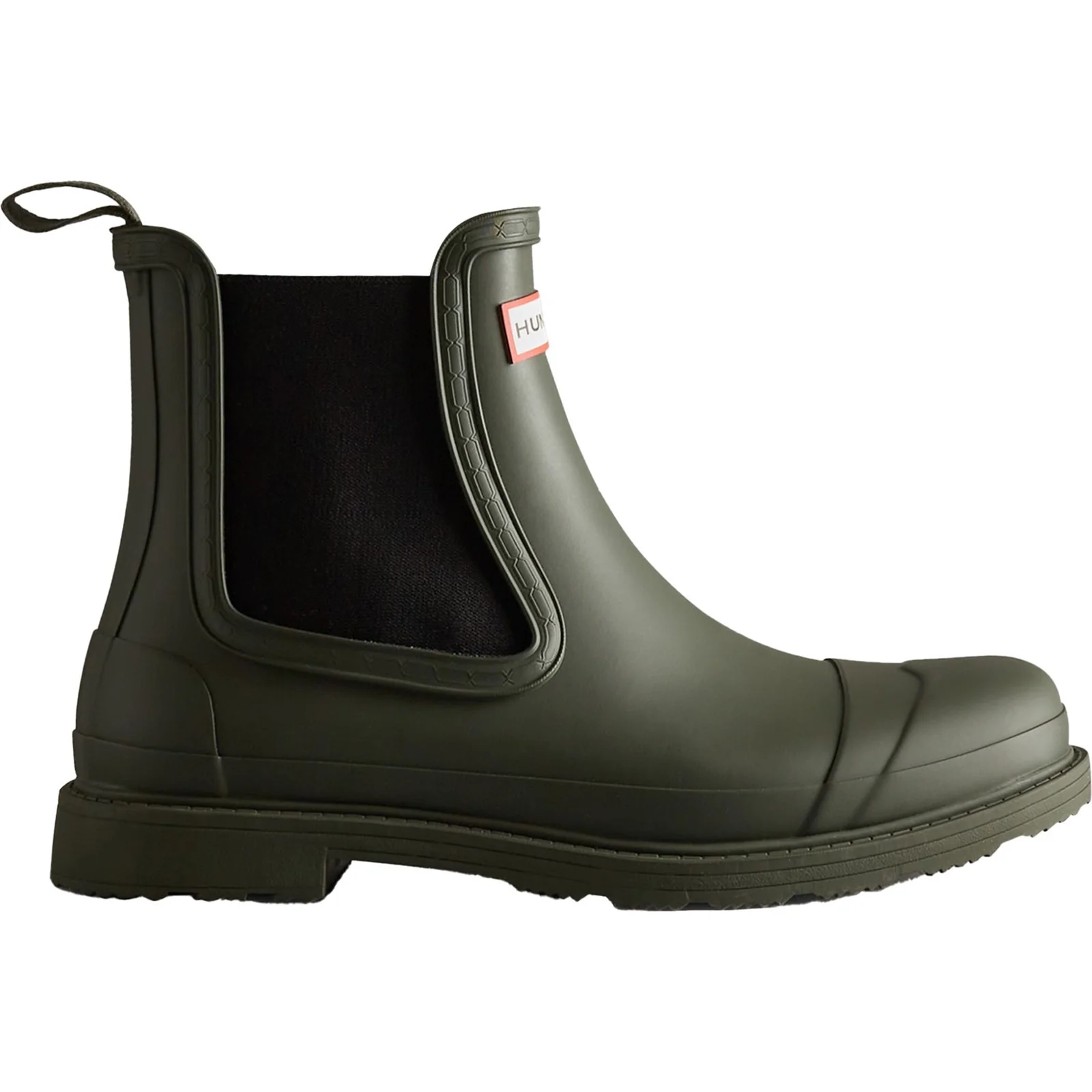 Hunter Mens Commando Chelsea Boots Dark Olive