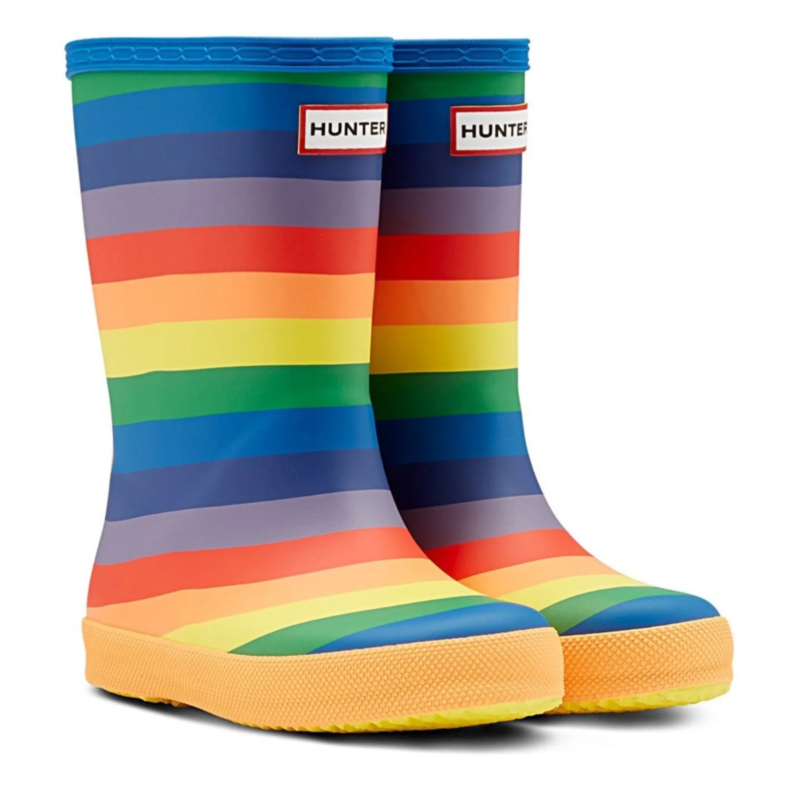 Hunter Junior Kids Original First Classic Rainbow Print Wellington Boots Multicoloured