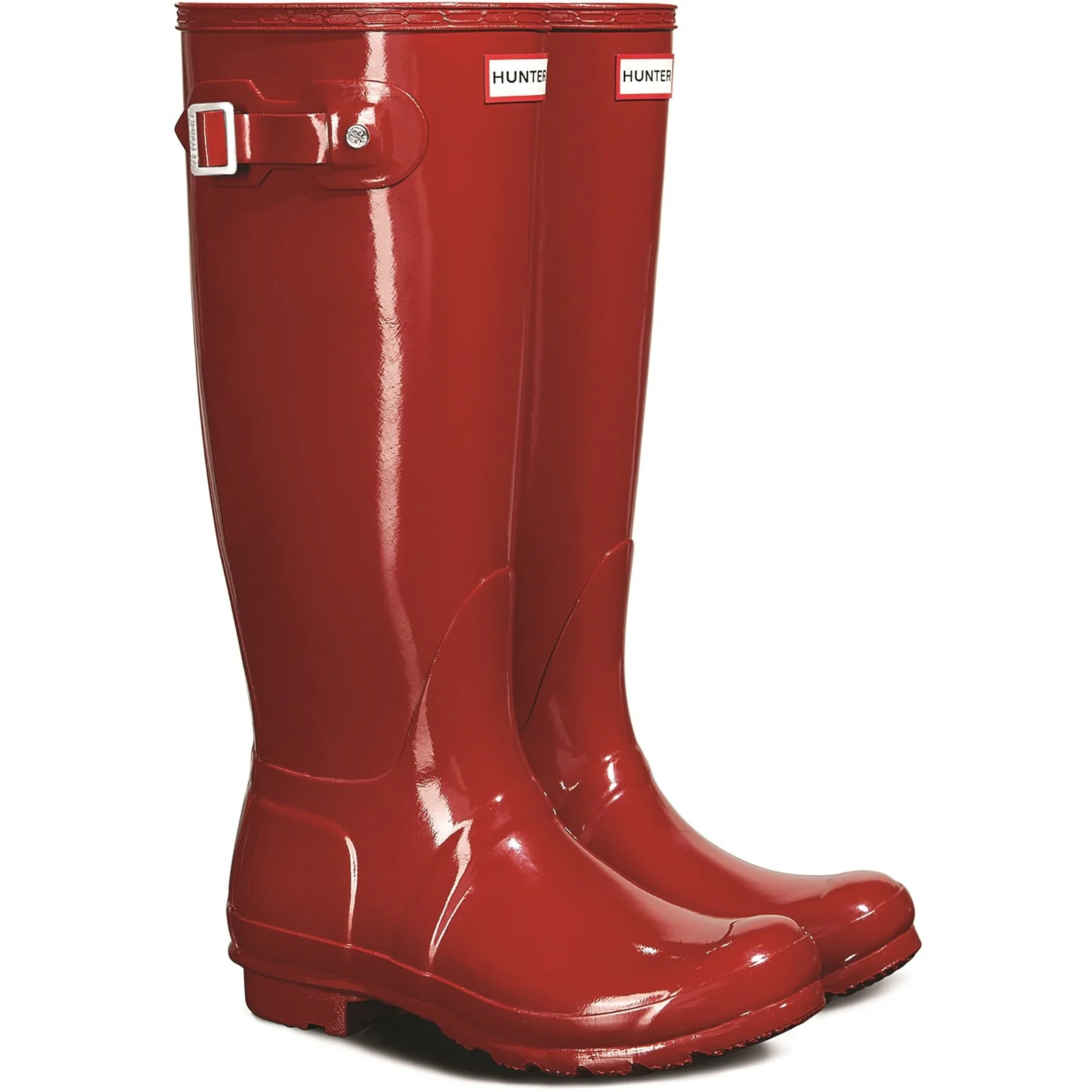 Hunter Womens Original Tall Gloss Wellington Boots Military Red - Image 5