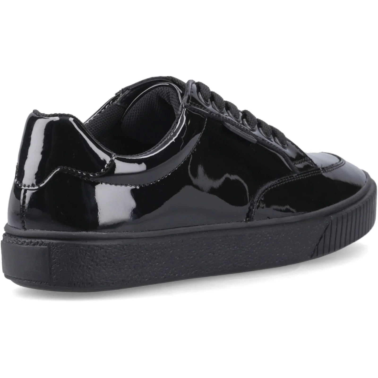 Hush Puppies Girls EVELYN LACE TRAINER SNR Black Patent - Image 4