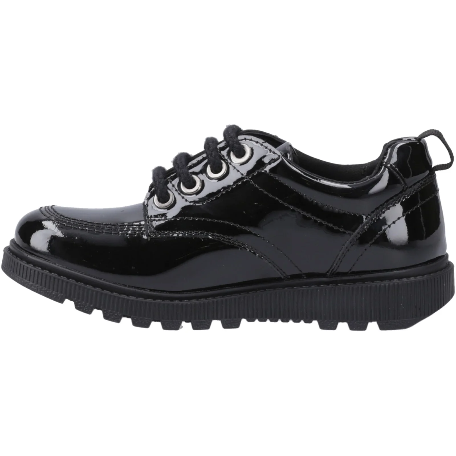 Hush Puppies Girls Keeley Lace Up Patent Snr Black - Image 2