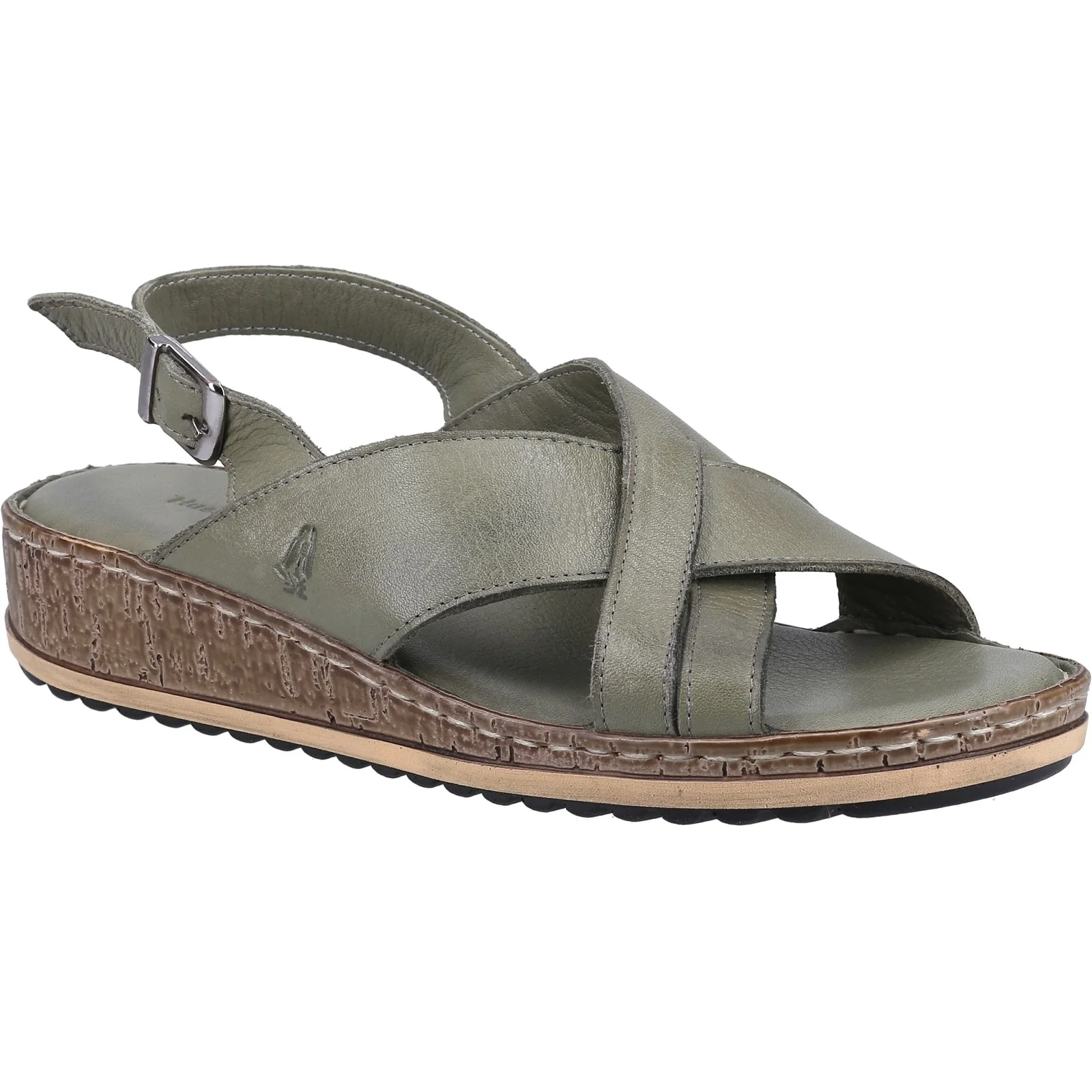 Hush Puppies Womens Elena Cross Over Wedge Sandal Olive - Image 4