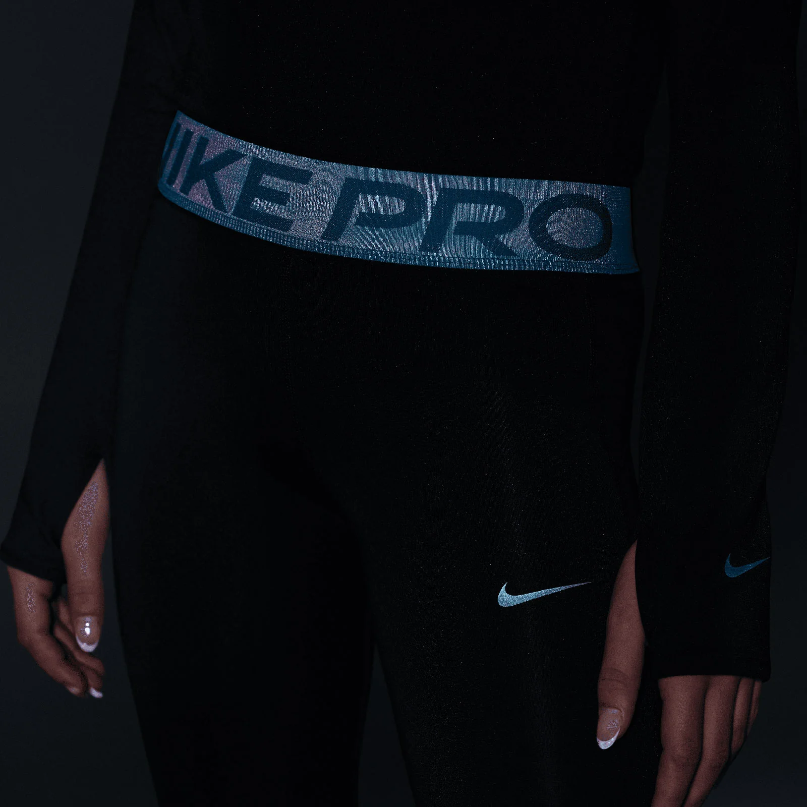 Nike Pro Girls Dri-FIT Leggings with Shine Accents - Image 3