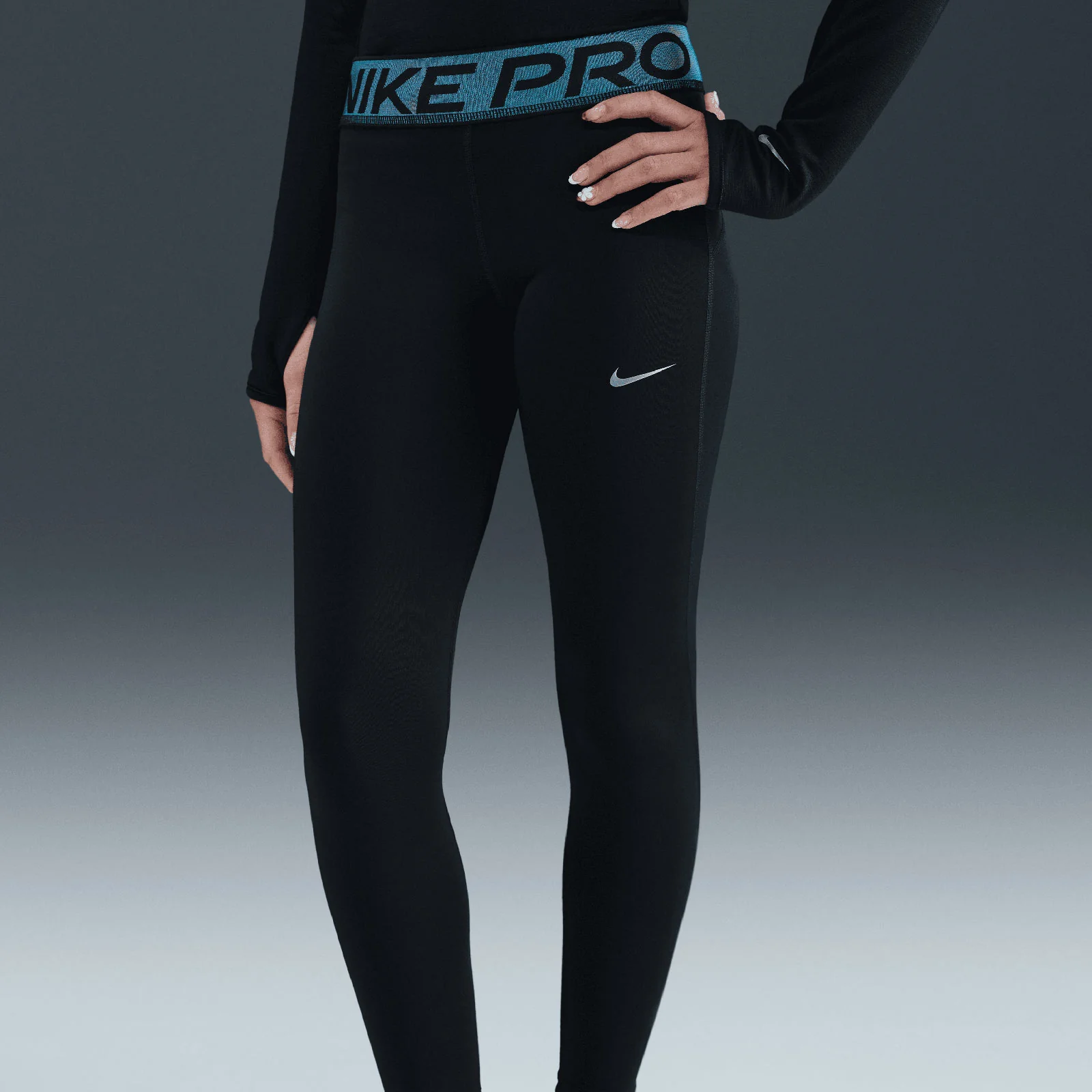 Nike Pro Girls Dri-FIT Leggings with Shine Accents - Image 5