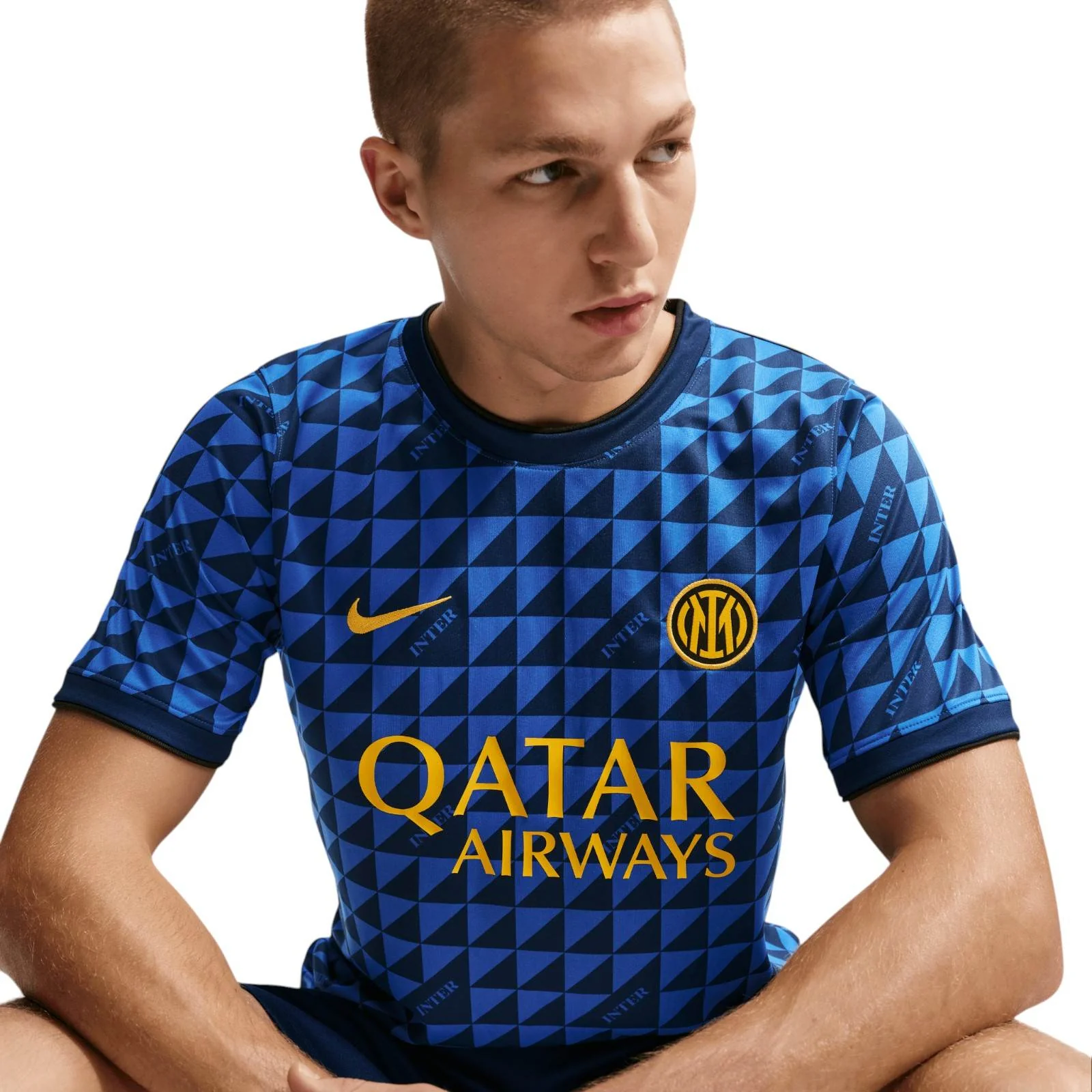 Nike Inter Milan Mens Short-Sleeve Pre-Match Football Jersey - Image 3