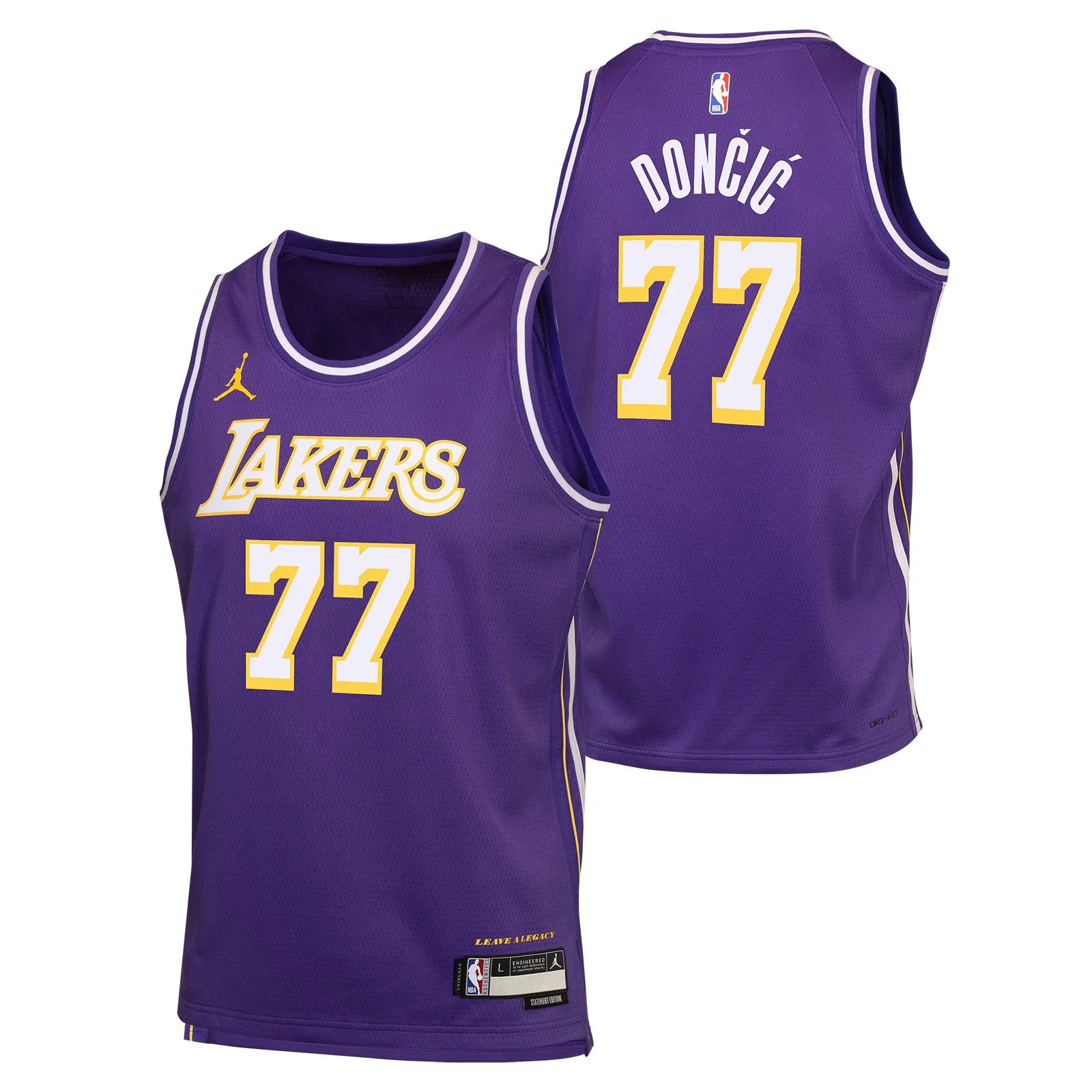 Nike Jordan Lakers Doncic 77 Kids Statement Jersey - Image 3