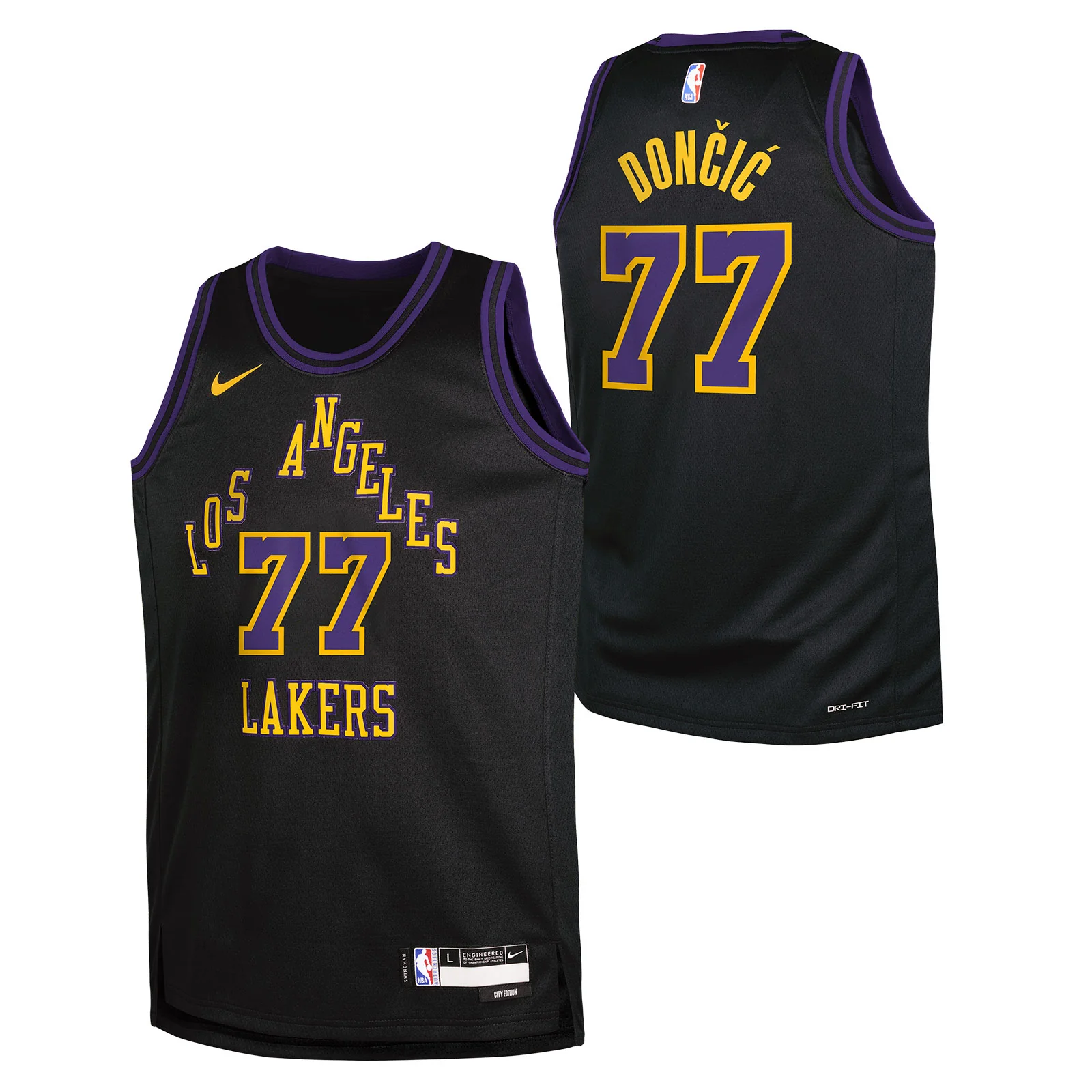 Nike Lakers Doncic 77 Kids Swingman Jersey - Image 3