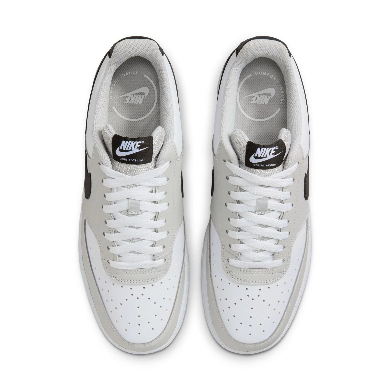 Nike Mens Court Vision Low Grey White - Image 3