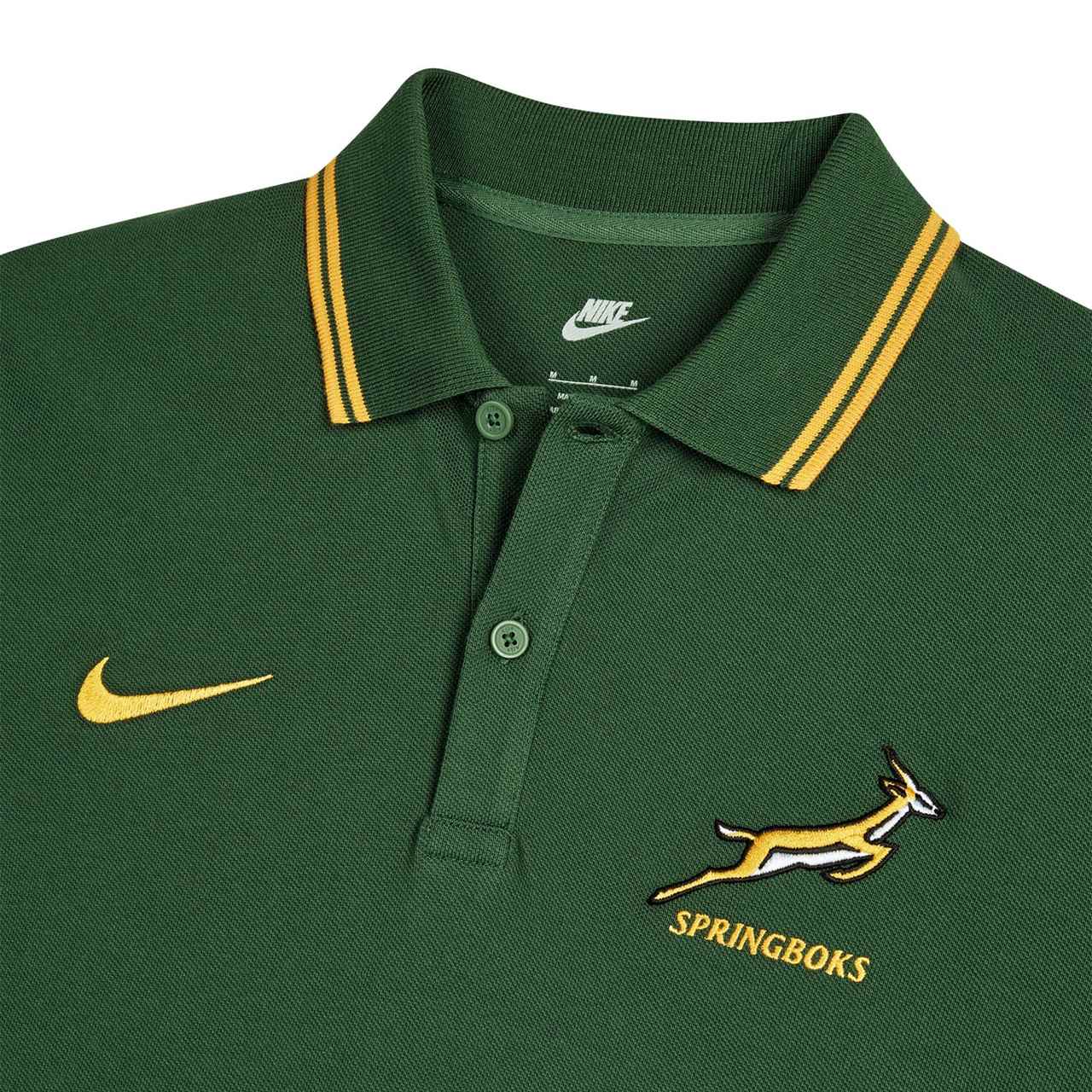 Nike Springboks Rugby Mens Pique Short-Sleeve Polo Shirt - Image 3
