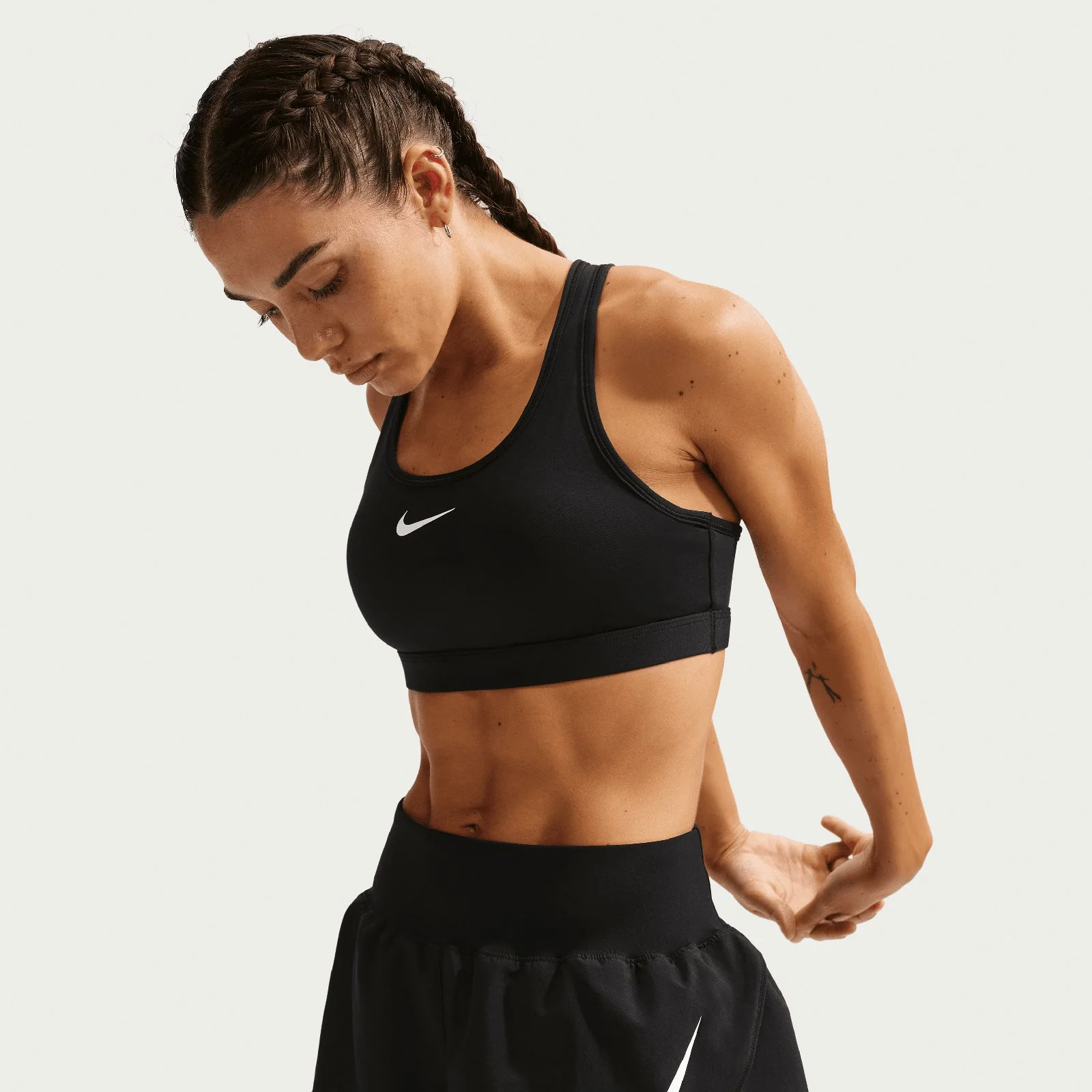 Nike Tempo Flow Swoosh Womens Dri-FIT Mid-Rise Brief-Lined Running Shorts - Image 3