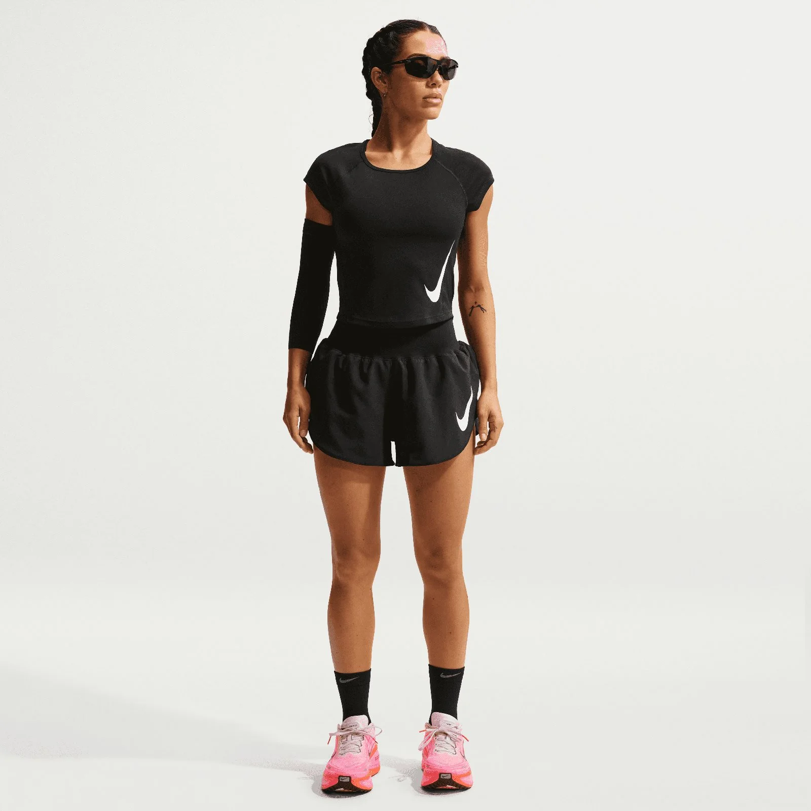 Nike Tempo Flow Swoosh Womens Dri-FIT Mid-Rise Brief-Lined Running Shorts - Image 6