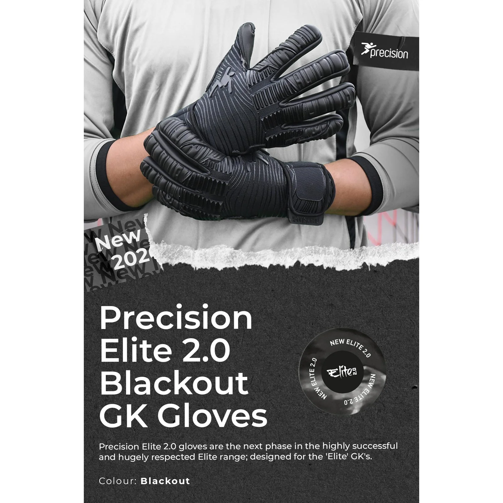 Precision Junior Elite 2.0 Blackout GK Gloves - Image 3