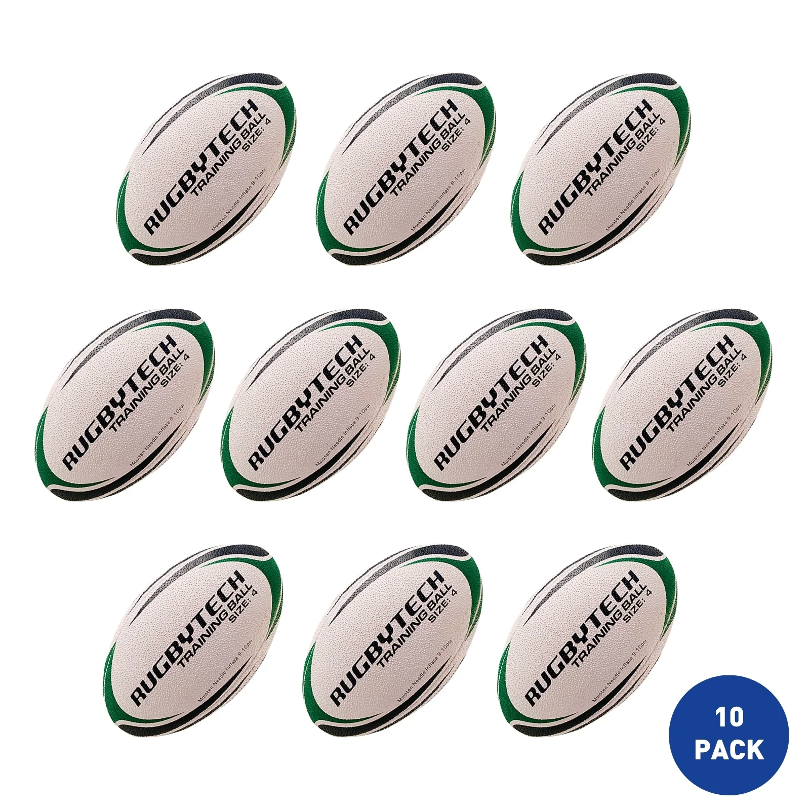 Rugbytech Rugby Training Ball Size 4 - 10 Pack
