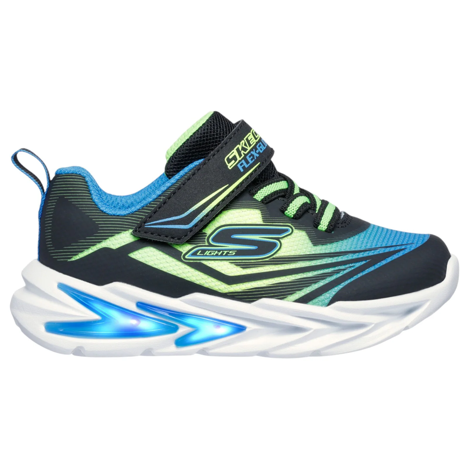 Skechers Flex-Glow Ultra   Boys Lighted Gore & Strap Sneaker W/ Midsole Techpiece
