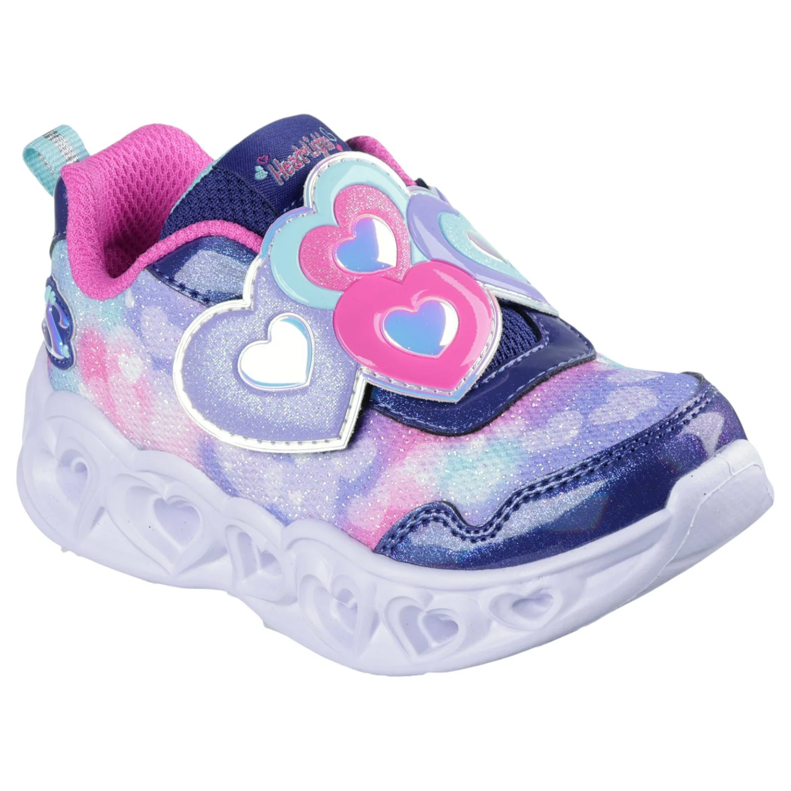 Skechers Heart Lights Lovin Reflection Girls Lighted Sneaker W/ Oversized Heart Top Strap - Image 2