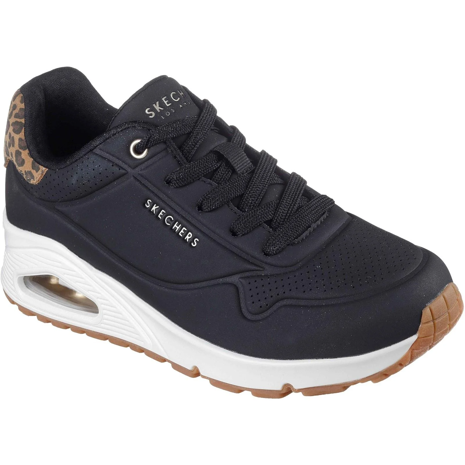 Skechers Womens UNO - Jungle Nite Trainer Black/Leopard - Image 5
