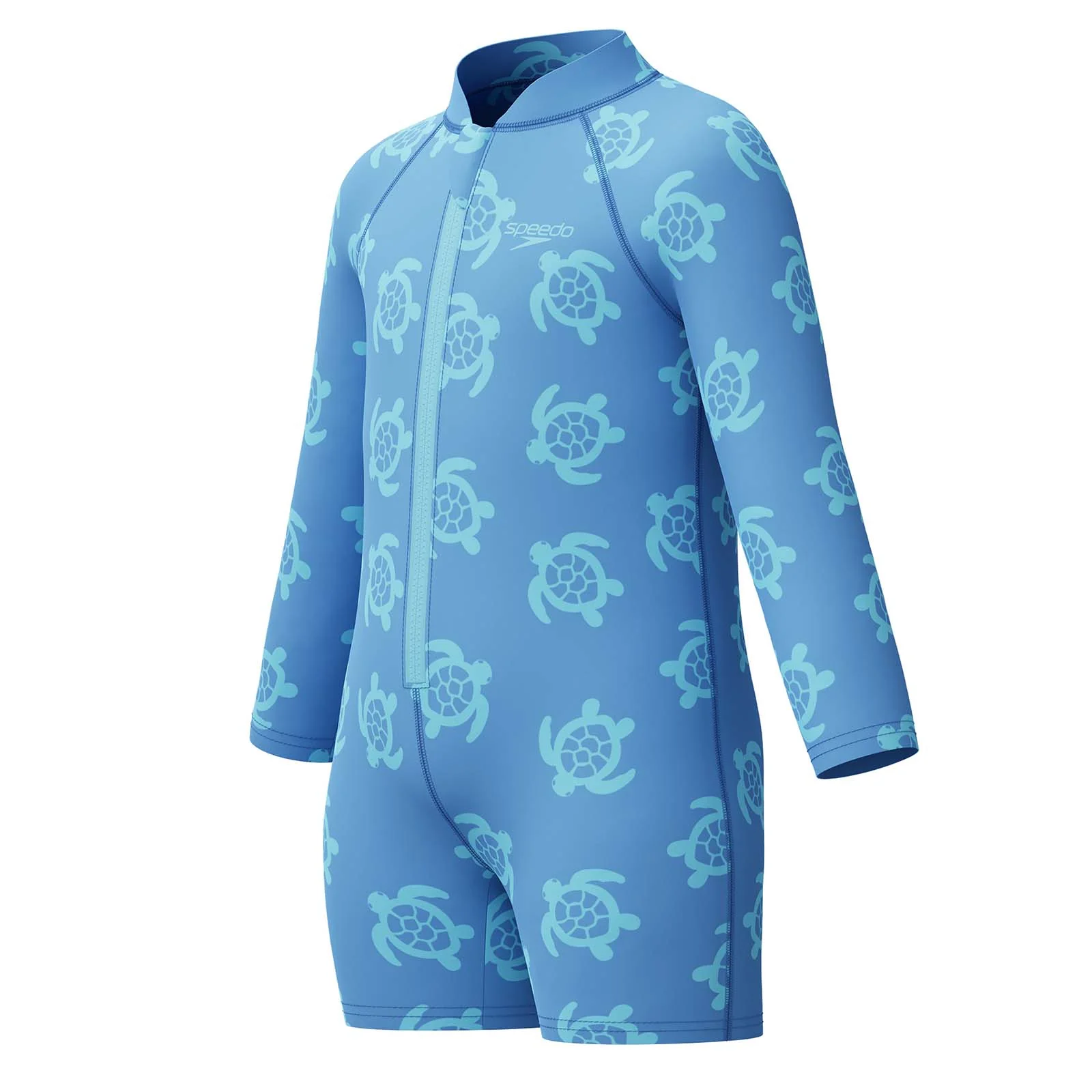 Speedo Kids Printed Long-Sleeve One-Piece Zip Swimsuit - Image 3