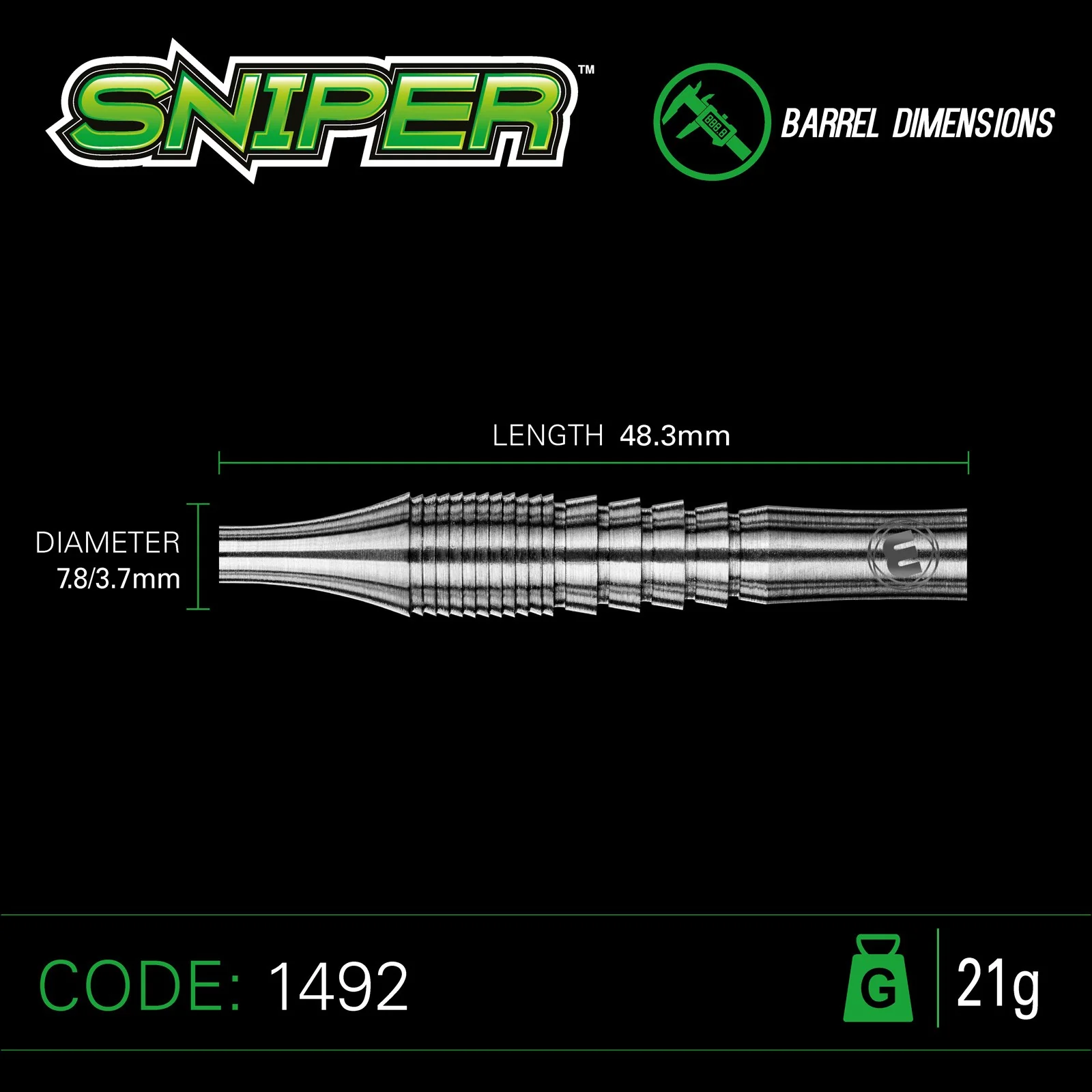 Winmau Sniper 90% Tungsten Barrel 21G Steel Tip Darts - Image 4